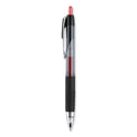 uni-ball Signo 207 Gel Pen, Retractable, Medium 0.7 mm, Red Ink, Smoke/Black/Red Barrel, Dozen (33952)