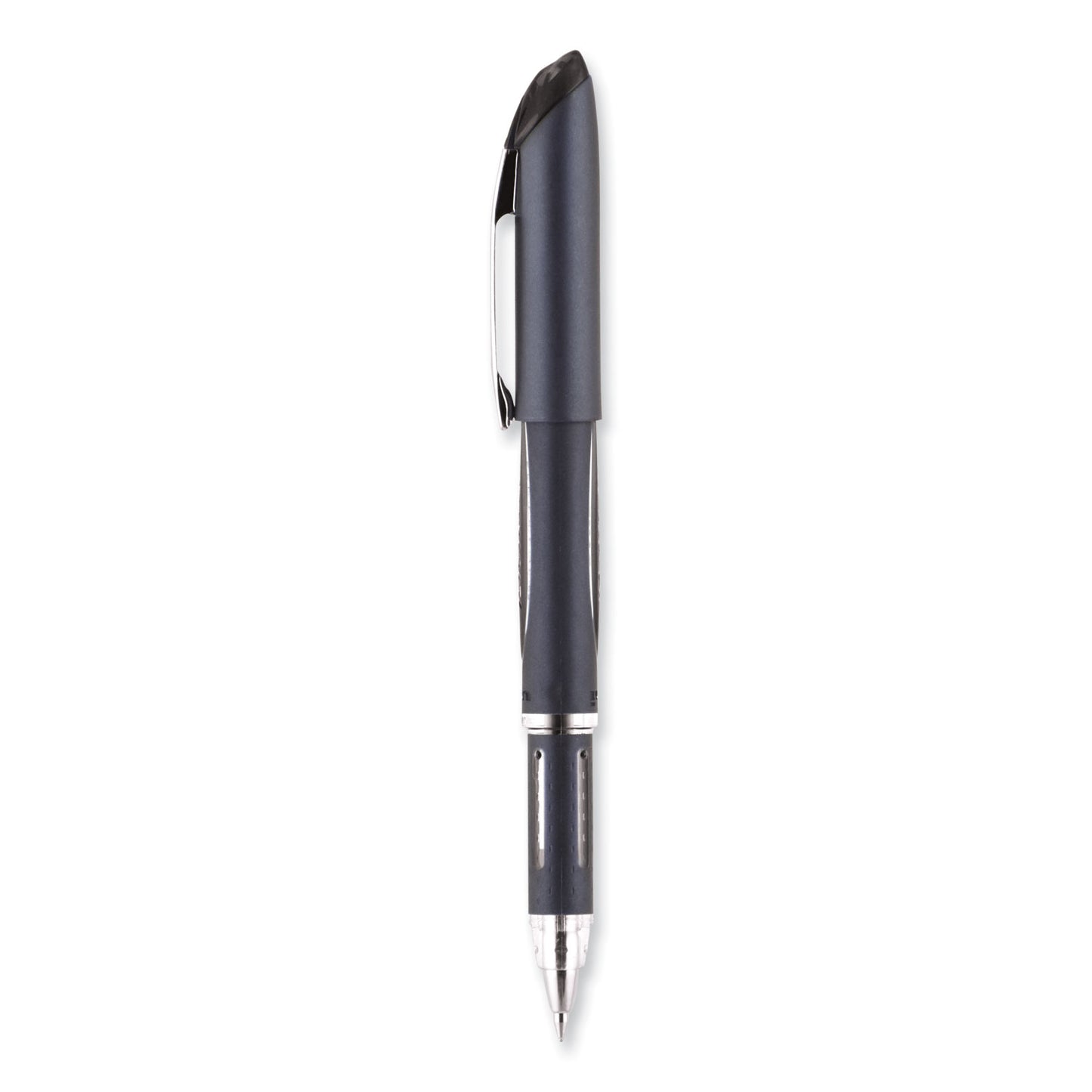 uni-ball Jetstream Hybrid Gel Pen, Stick, Fine 0.7 mm, Black Ink, Black/Silver Barrel (40173)