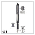 uni-ball Jetstream Hybrid Gel Pen, Stick, Fine 0.7 mm, Black Ink, Black/Silver Barrel (40173)