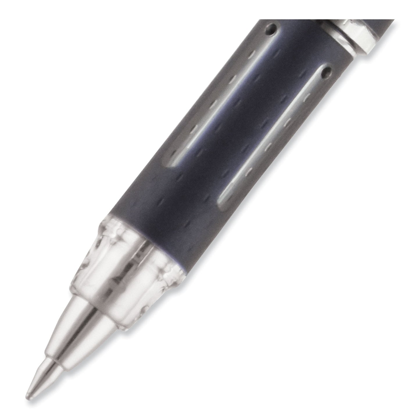 uni-ball Jetstream Hybrid Gel Pen, Stick, Fine 0.7 mm, Black Ink, Black/Silver Barrel (40173)