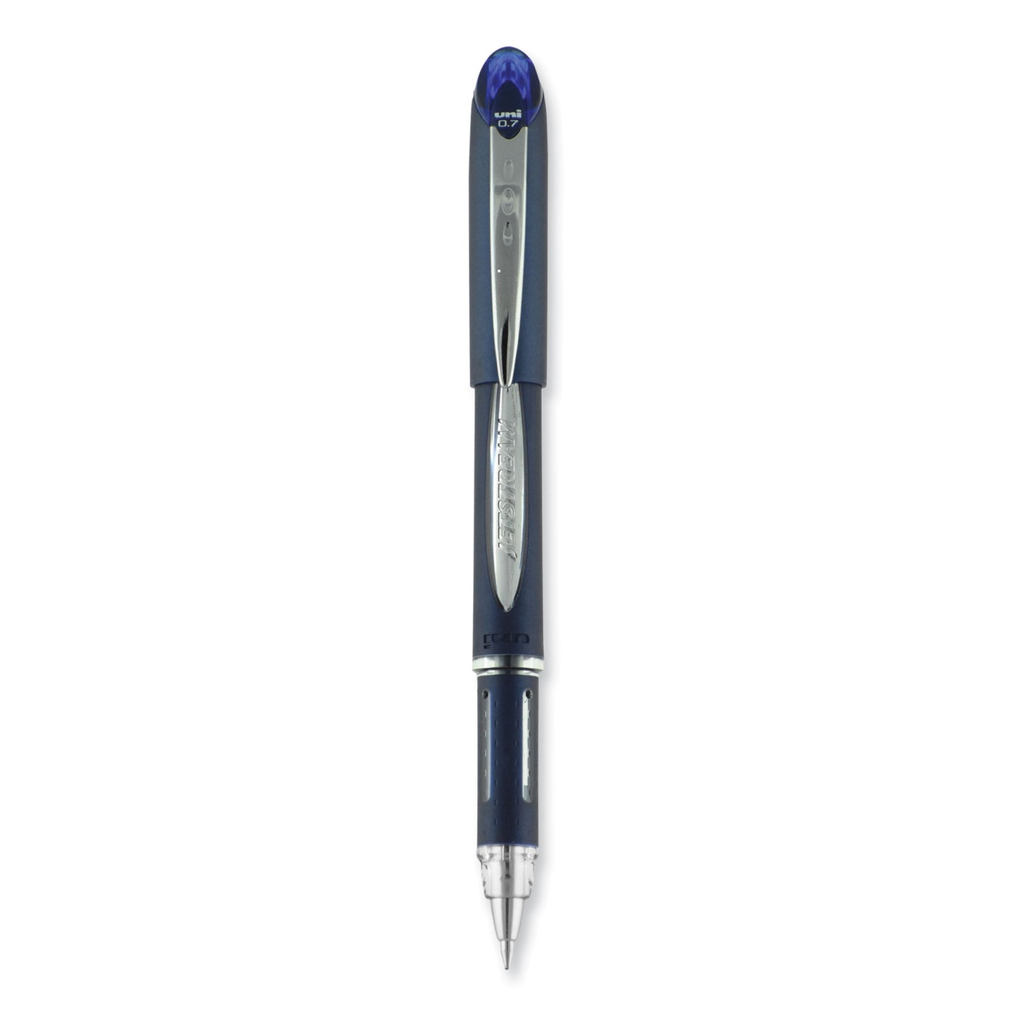 uni-ball Jetstream Hybrid Gel Pen, Stick, Fine 0.7 mm, Blue Ink, Blue/Silver Barrel (40174)