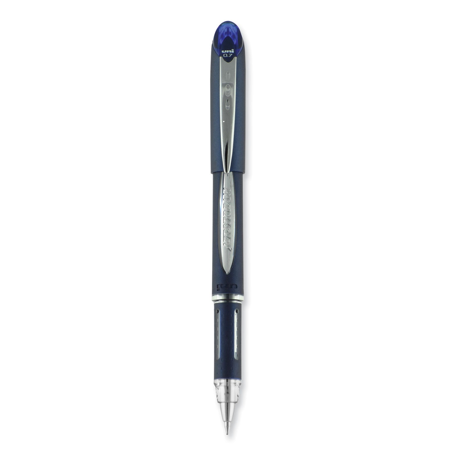 uni-ball Jetstream Hybrid Gel Pen, Stick, Fine 0.7 mm, Blue Ink, Blue/Silver Barrel (40174)