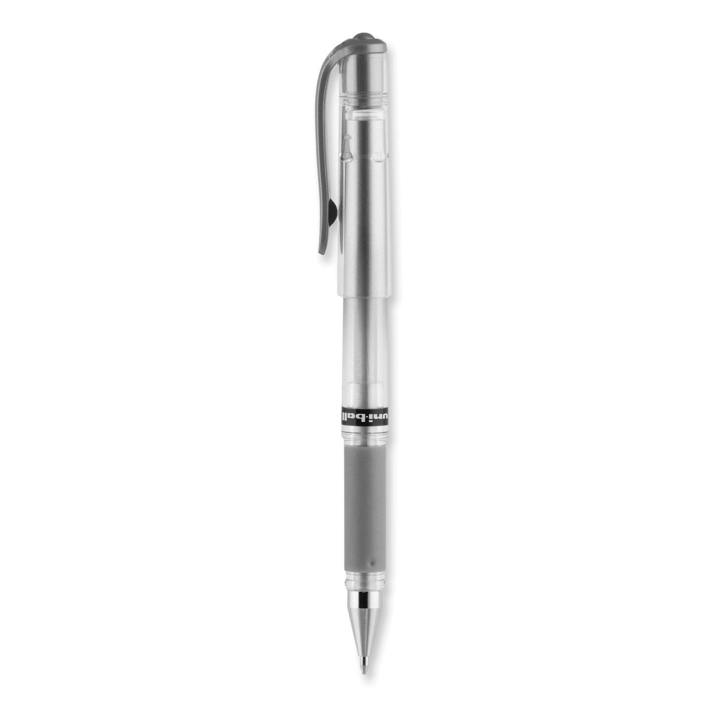 uni-ball IMPACT Gel Pen, Stick, Medium 1 mm, Silver Metallic Ink, Silver Barrel (60658)