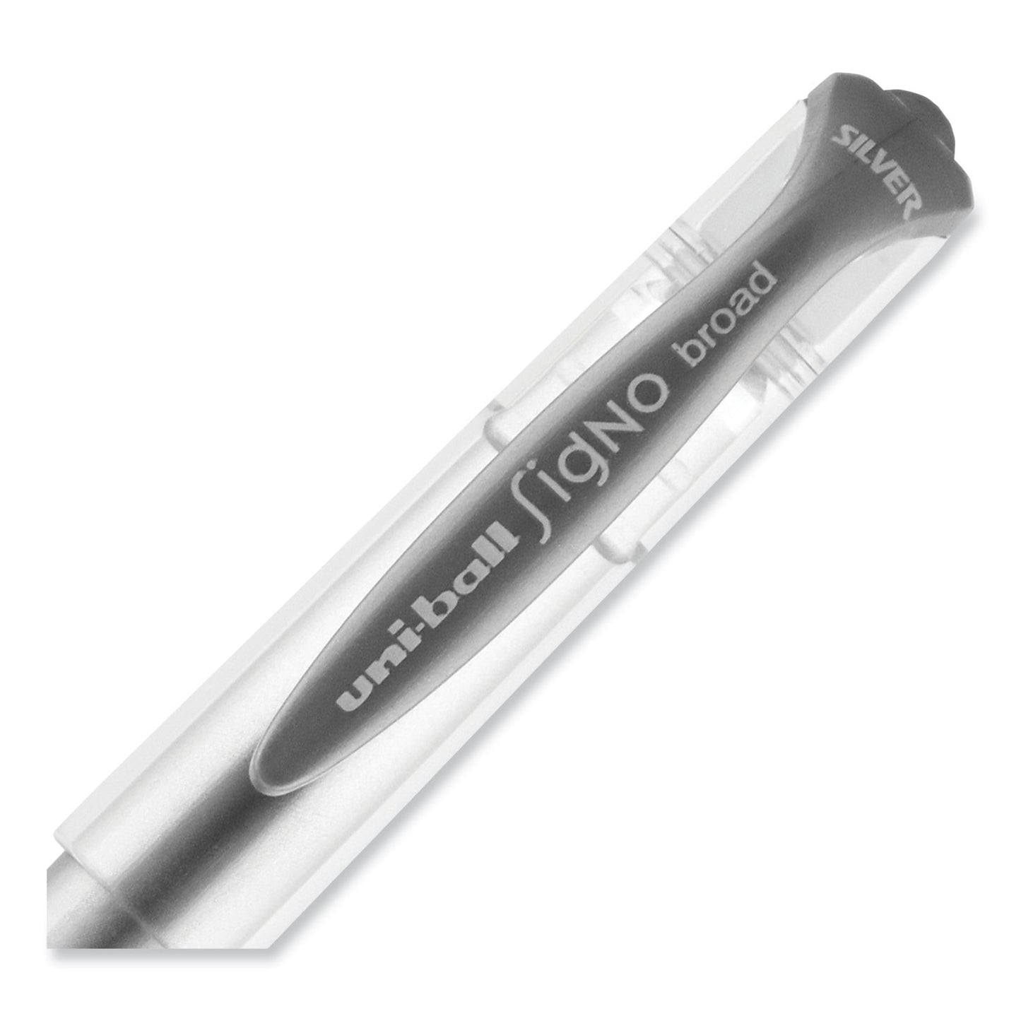 uni-ball IMPACT Gel Pen, Stick, Medium 1 mm, Silver Metallic Ink, Silver Barrel (60658)