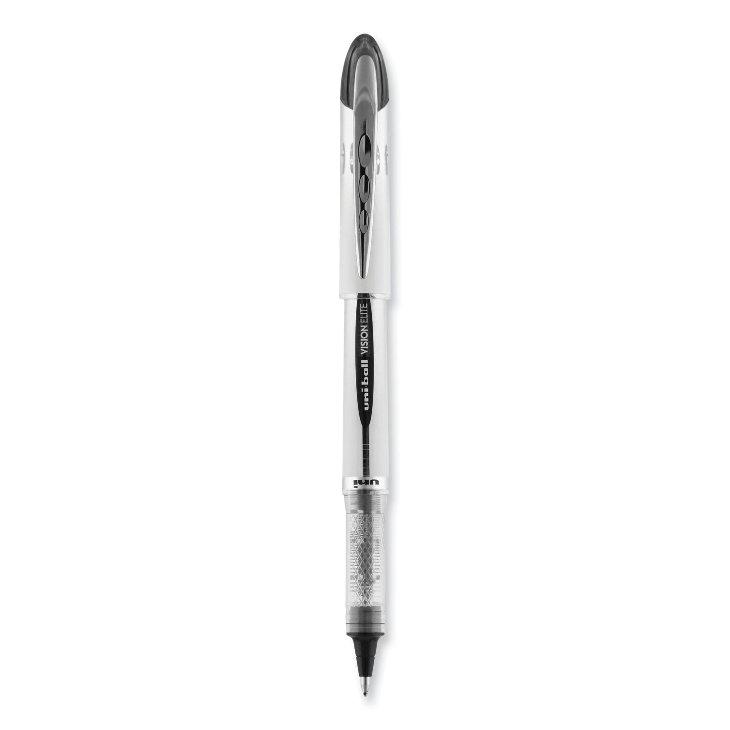 uni-ball VISION ELITE Hybrid Gel Pen, Stick, Bold 0.8 mm, Black Ink, White/Black/Clear Barrel (61231)