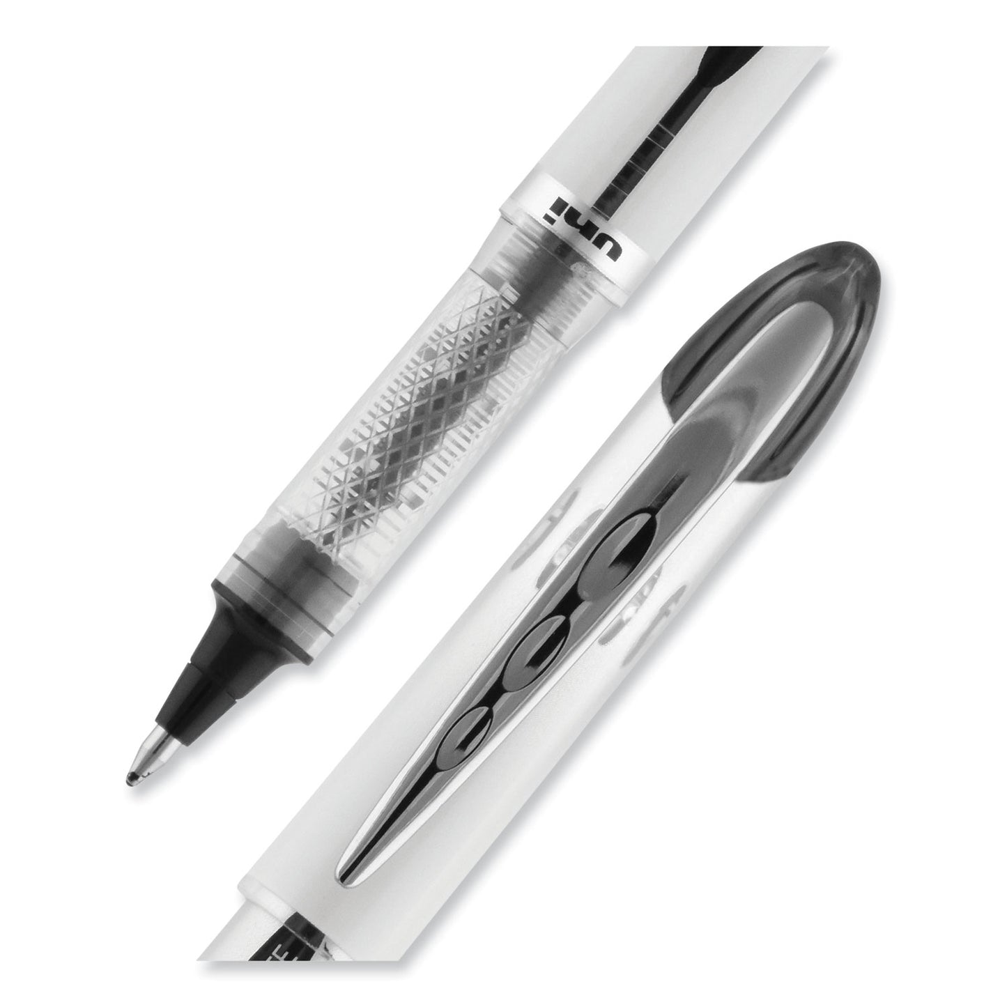 uni-ball VISION ELITE Hybrid Gel Pen, Stick, Bold 0.8 mm, Black Ink, White/Black/Clear Barrel (61231)