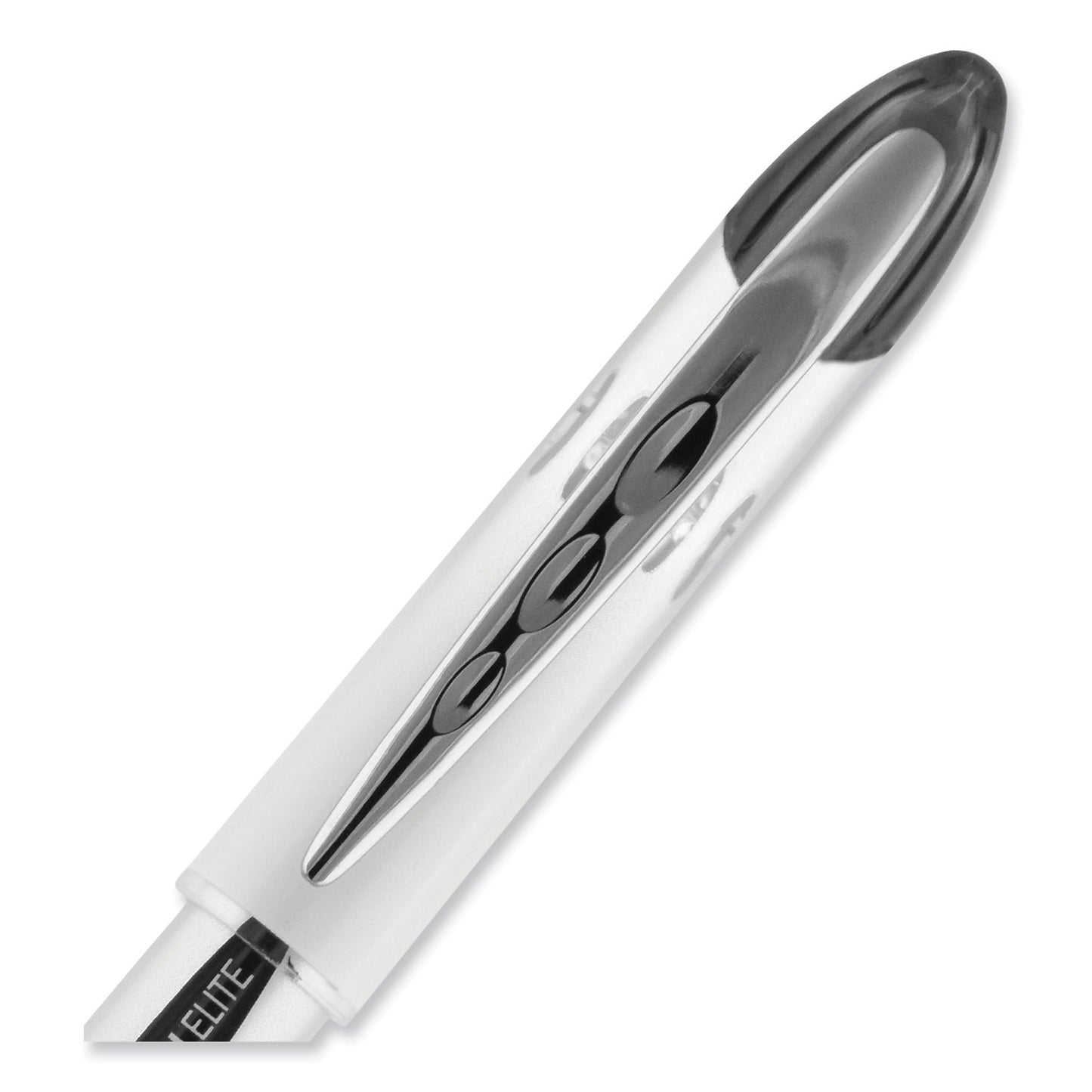 uni-ball VISION ELITE Hybrid Gel Pen, Stick, Bold 0.8 mm, Black Ink, White/Black/Clear Barrel (61231)