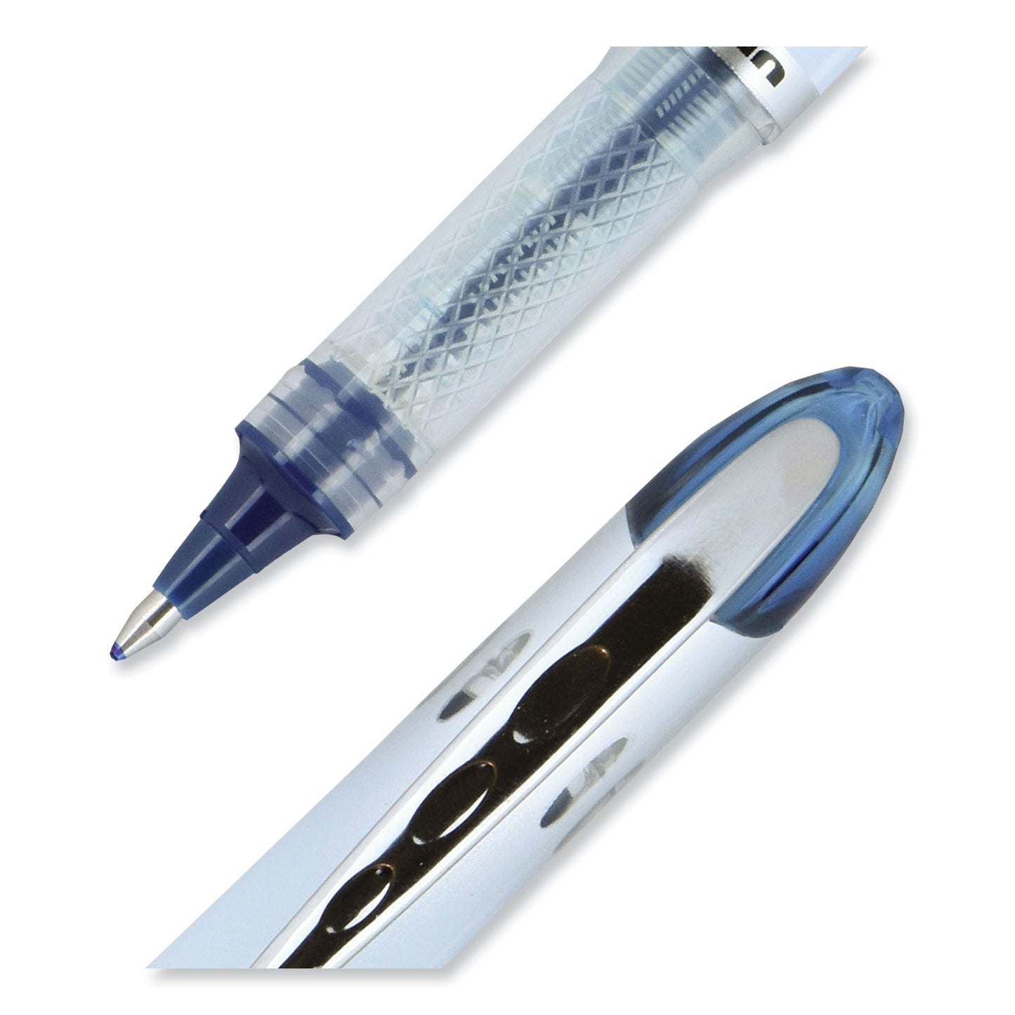 uni-ball VISION ELITE Hybrid Gel Pen, Stick, Bold 0.8 mm, Blue-Infused Black Ink, White/Blue/Clear Barrel (61232)