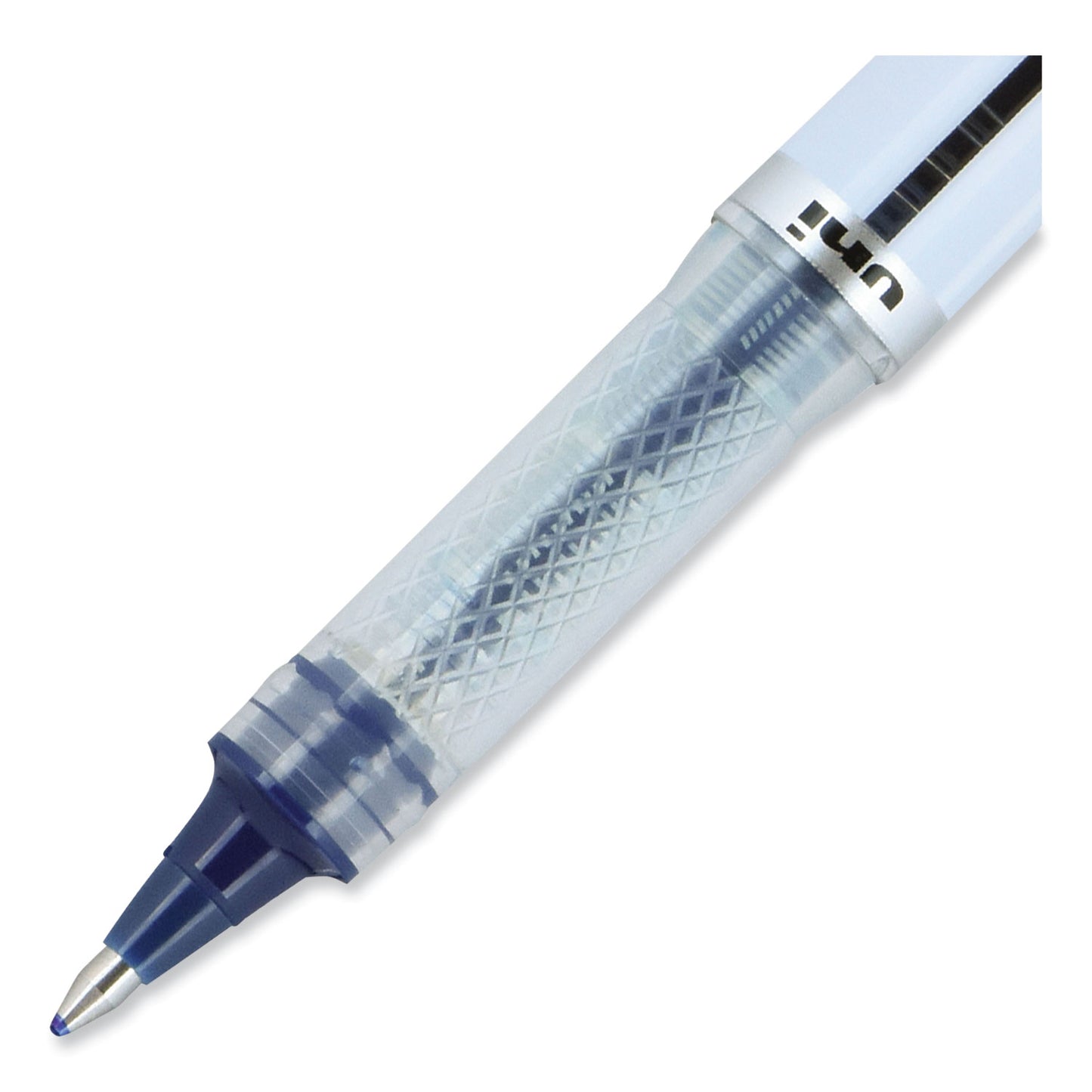 uni-ball VISION ELITE Hybrid Gel Pen, Stick, Bold 0.8 mm, Blue-Infused Black Ink, White/Blue/Clear Barrel (61232)