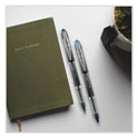 uni-ball VISION ELITE Hybrid Gel Pen, Stick, Bold 0.8 mm, Blue-Infused Black Ink, White/Blue/Clear Barrel (61232)