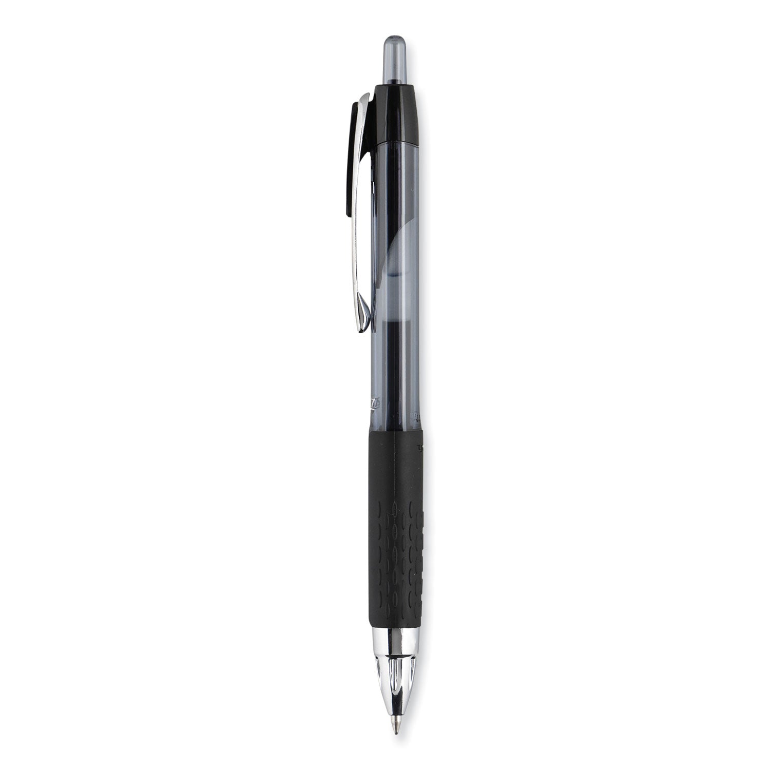 uni-ball Signo 207 Gel Pen, Retractable, Fine 0.5 mm, Black Ink, Smoke/Black Barrel, Dozen (61255)