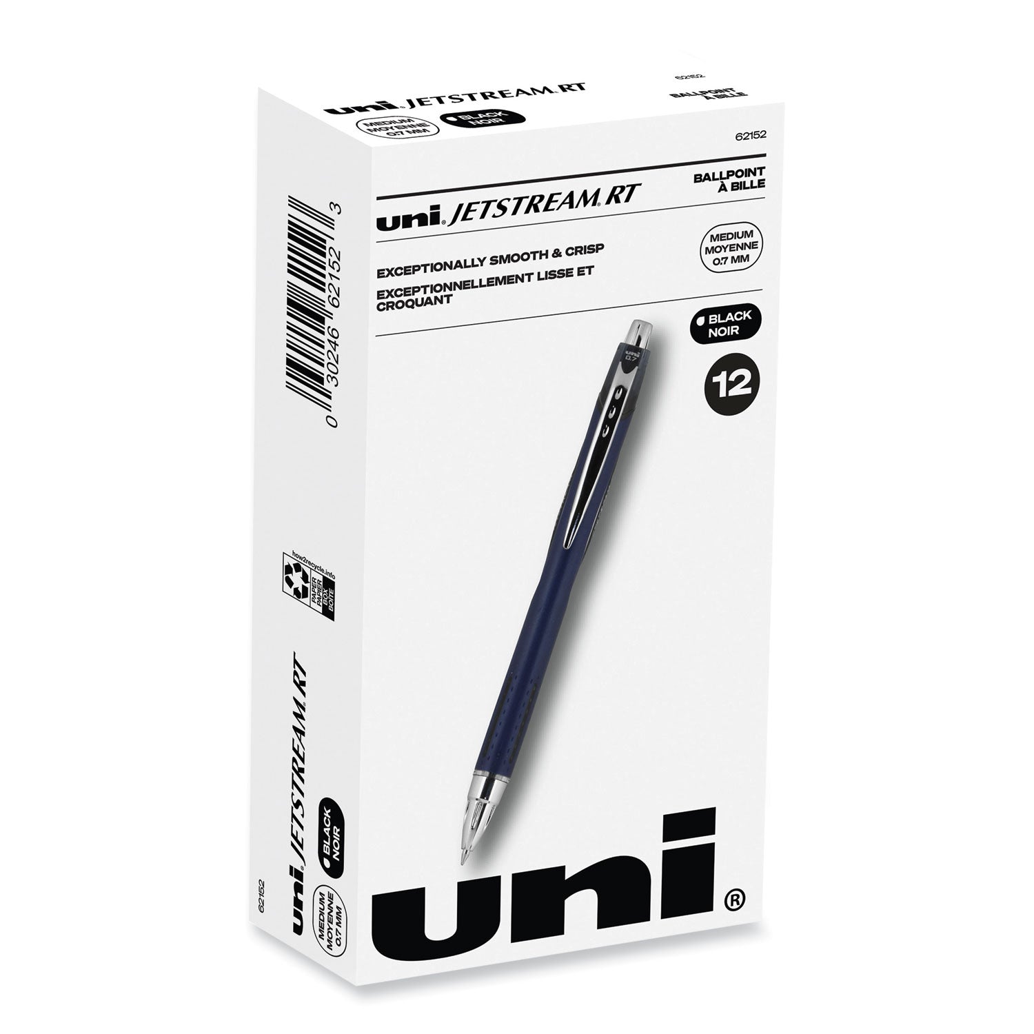 uni-ball Jetstream Retractable Hybrid Gel Pen, Fine 0.7 mm, Black Ink, Blue/Silver Barrel (62152)