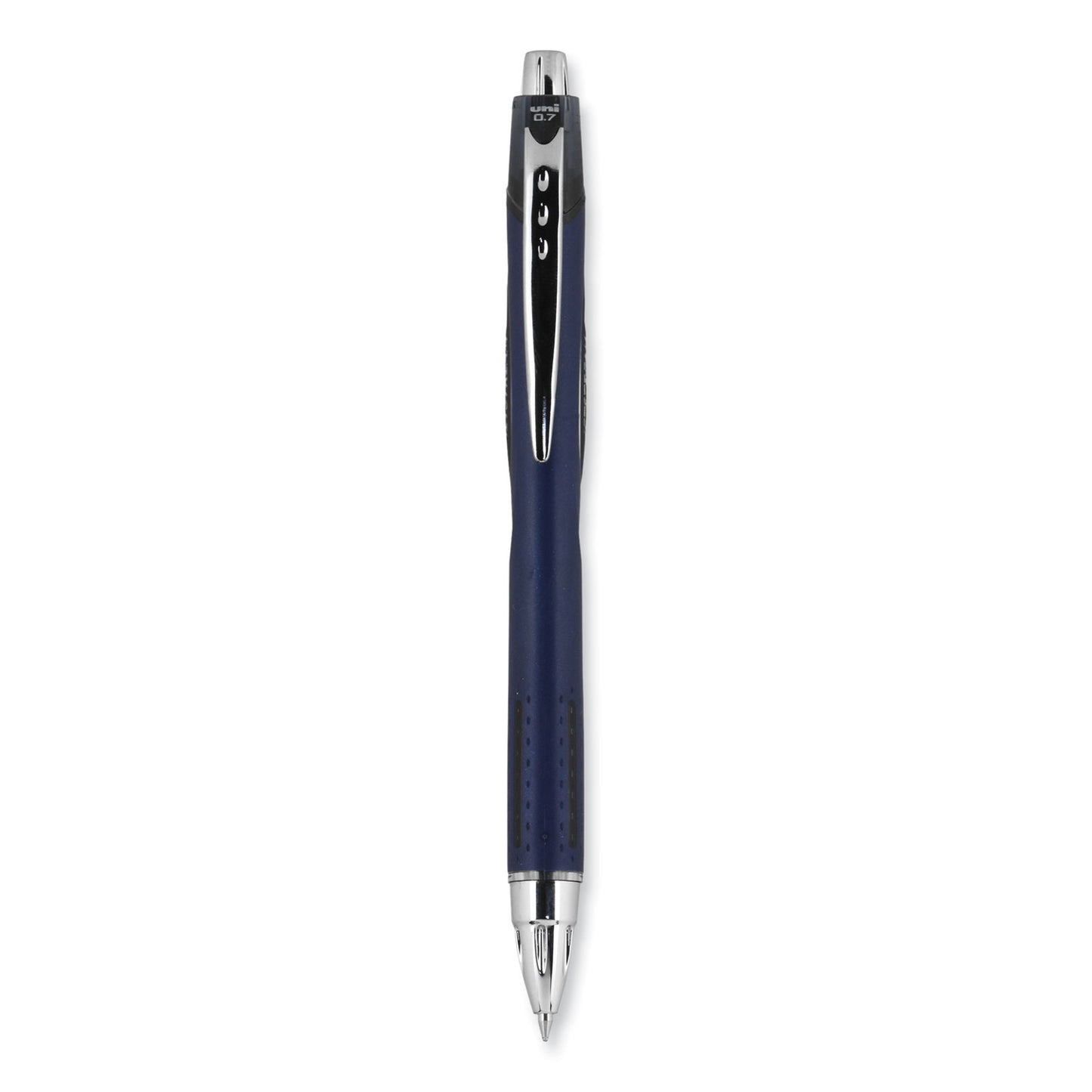 uni-ball Jetstream Retractable Hybrid Gel Pen, Fine 0.7 mm, Black Ink, Blue/Silver Barrel (62152)