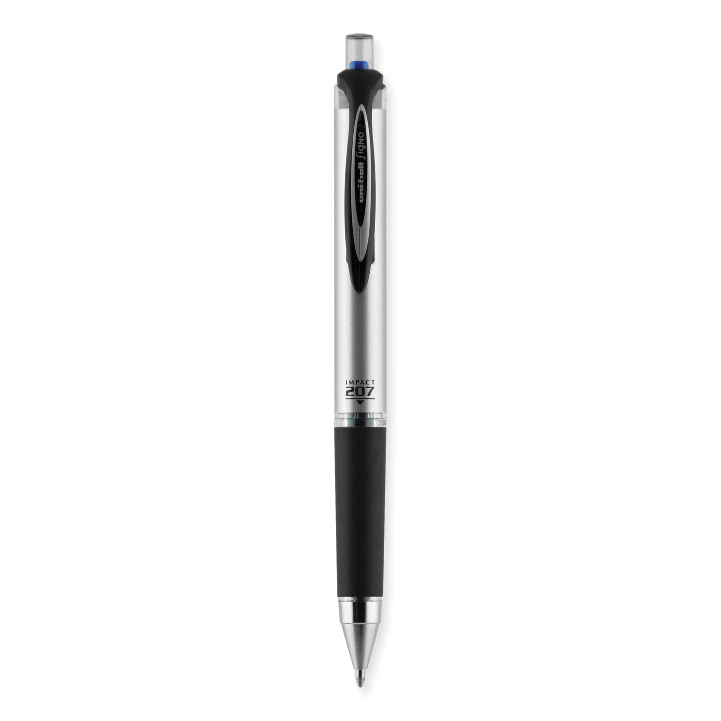 uni-ball 207 Impact Gel Pen, Retractable, Bold 1 mm, Blue Ink, Black/Blue Barrel (65871)