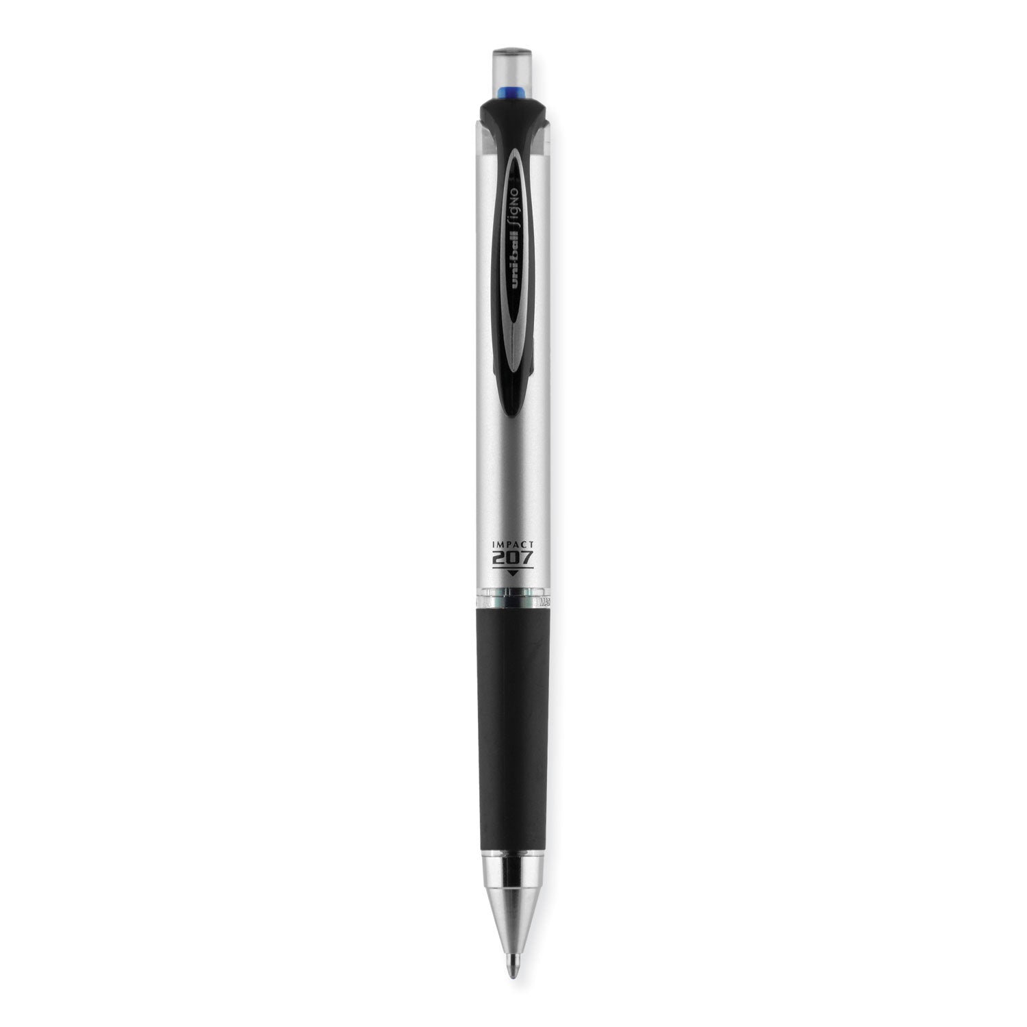 uni-ball 207 Impact Gel Pen, Retractable, Bold 1 mm, Blue Ink, Black/Blue Barrel (65871)