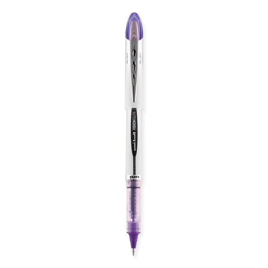 uni-ball VISION ELITE Hybrid Gel Pen, Stick, Bold 0.8 mm, Violet Ink, White/Violet/Clear Barrel (69025)