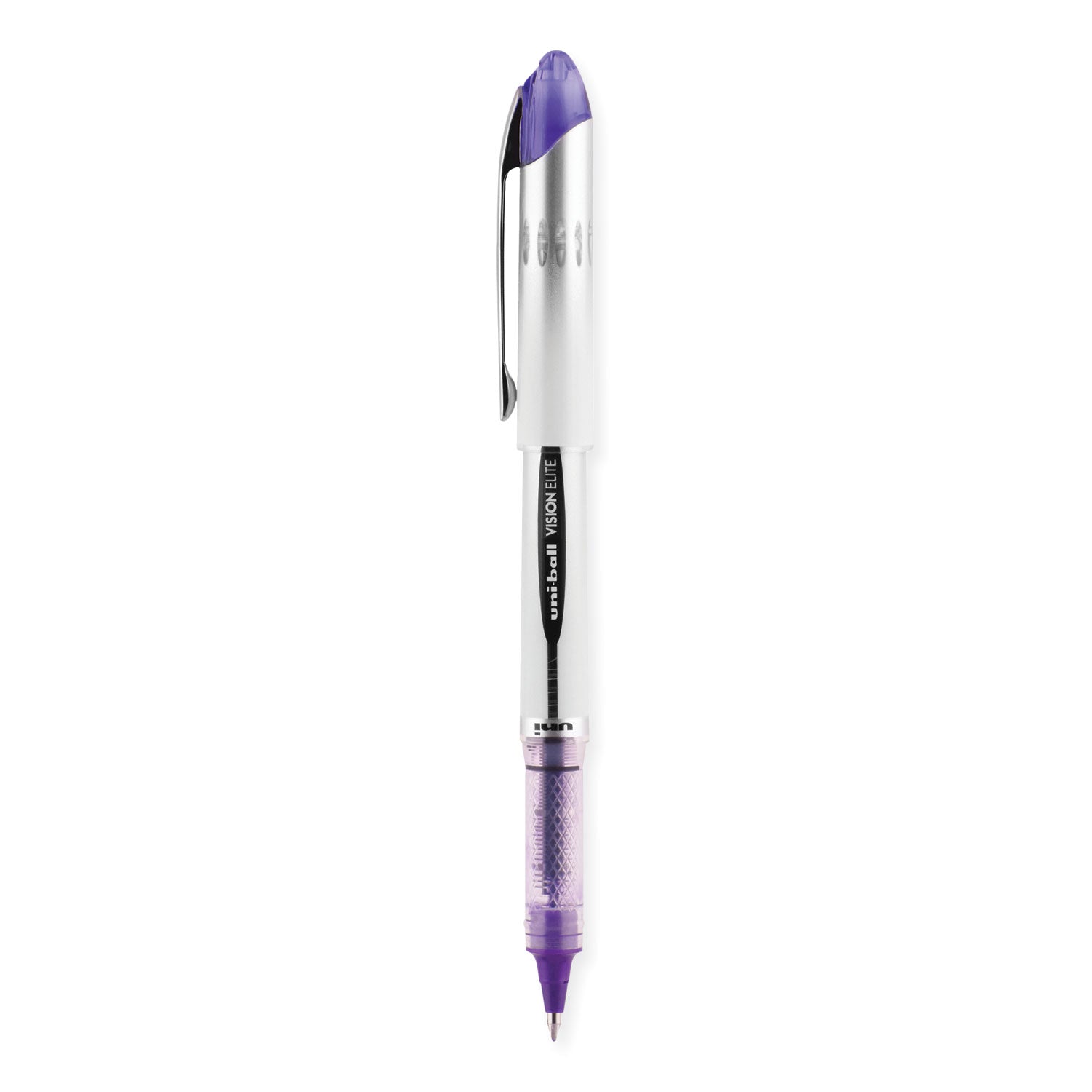 uni-ball VISION ELITE Hybrid Gel Pen, Stick, Bold 0.8 mm, Violet Ink, White/Violet/Clear Barrel (69025)