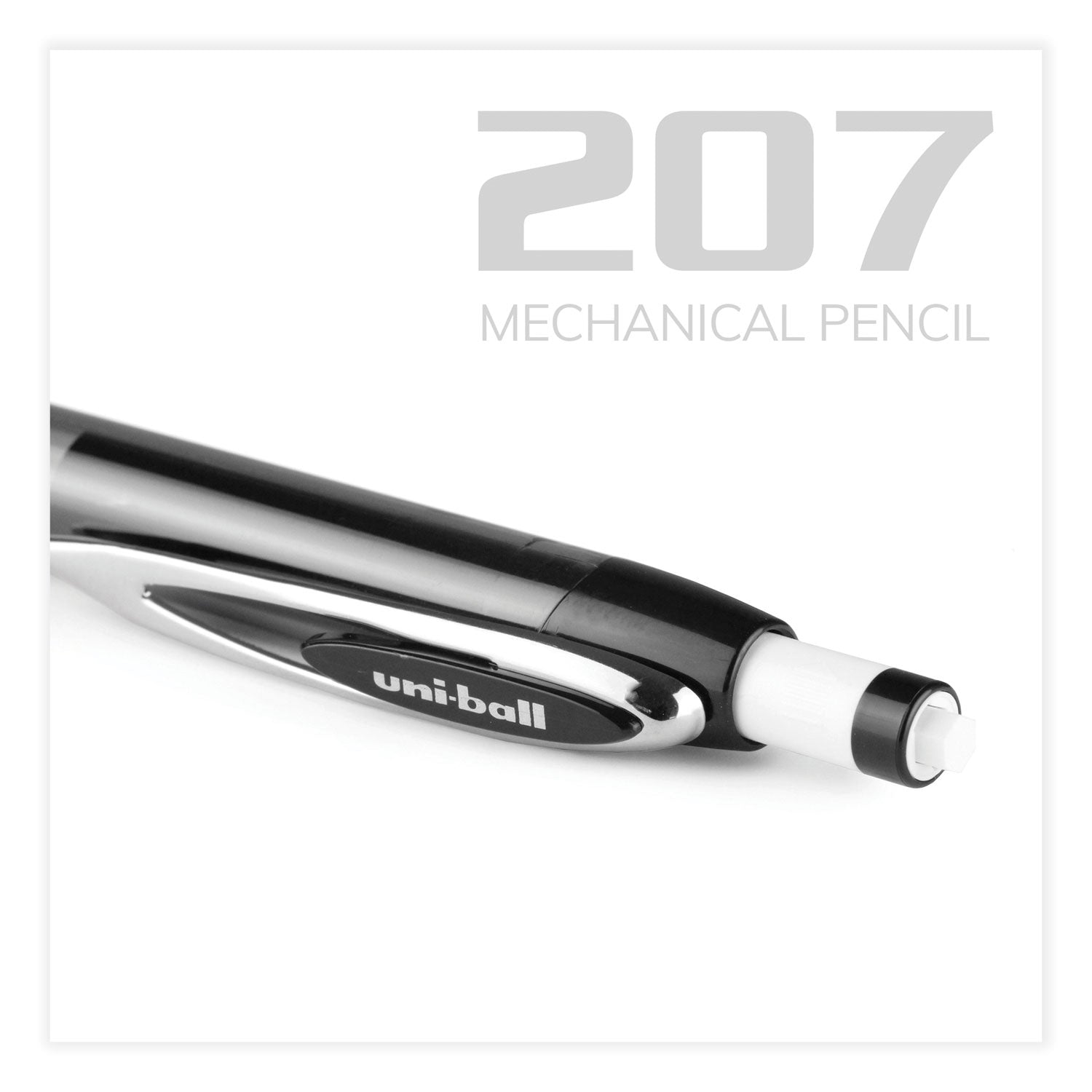 uni-ball 207 Mechanical Pencil, 0.7 mm, HB (#2), Black Lead, Black Barrel, Dozen (70126)