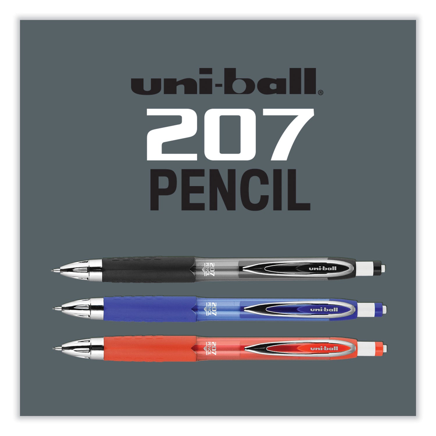 uni-ball 207 Mechanical Pencil, 0.7 mm, HB (#2), Black Lead, Black Barrel, Dozen (70126)