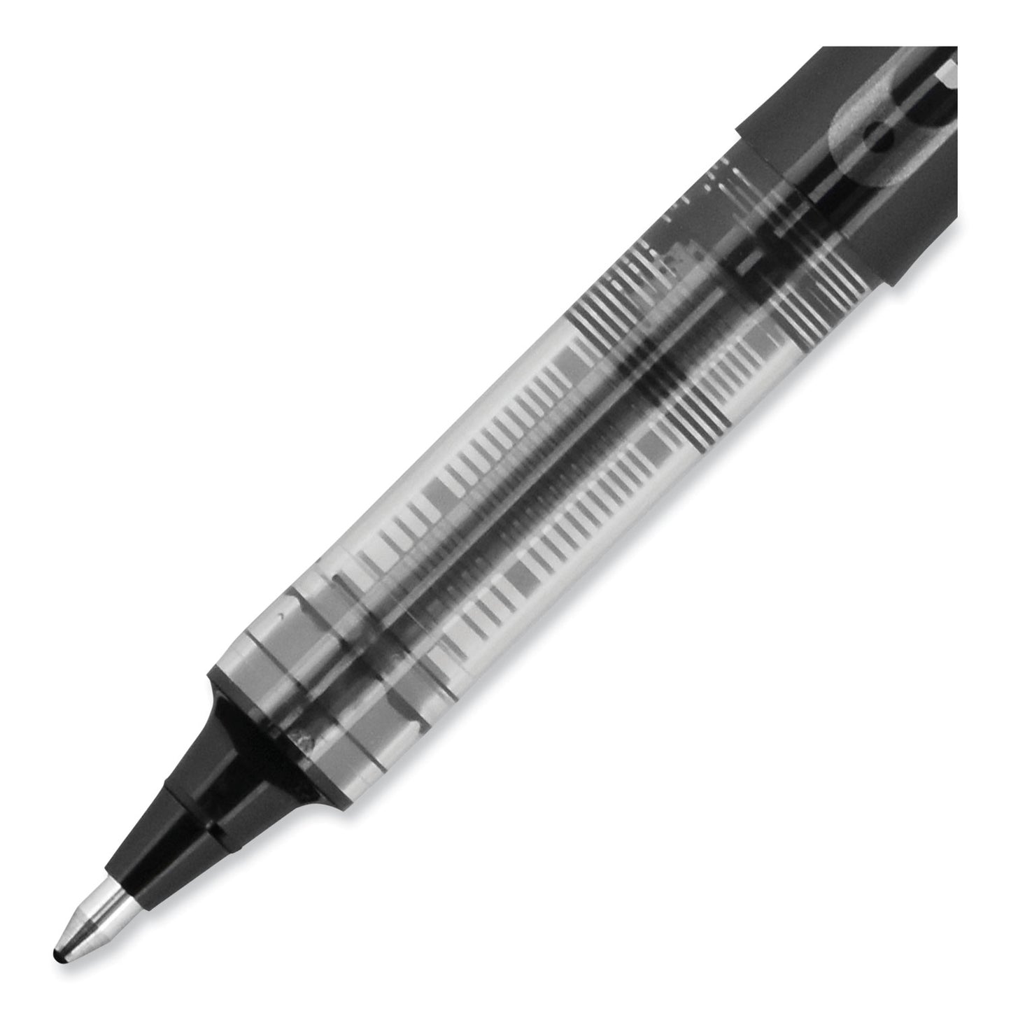 uni-ball VISION Roller Ball Pen, Stick, Bold 1 mm, Black Ink, Gray/Black/Clear Barrel, Dozen (70128)