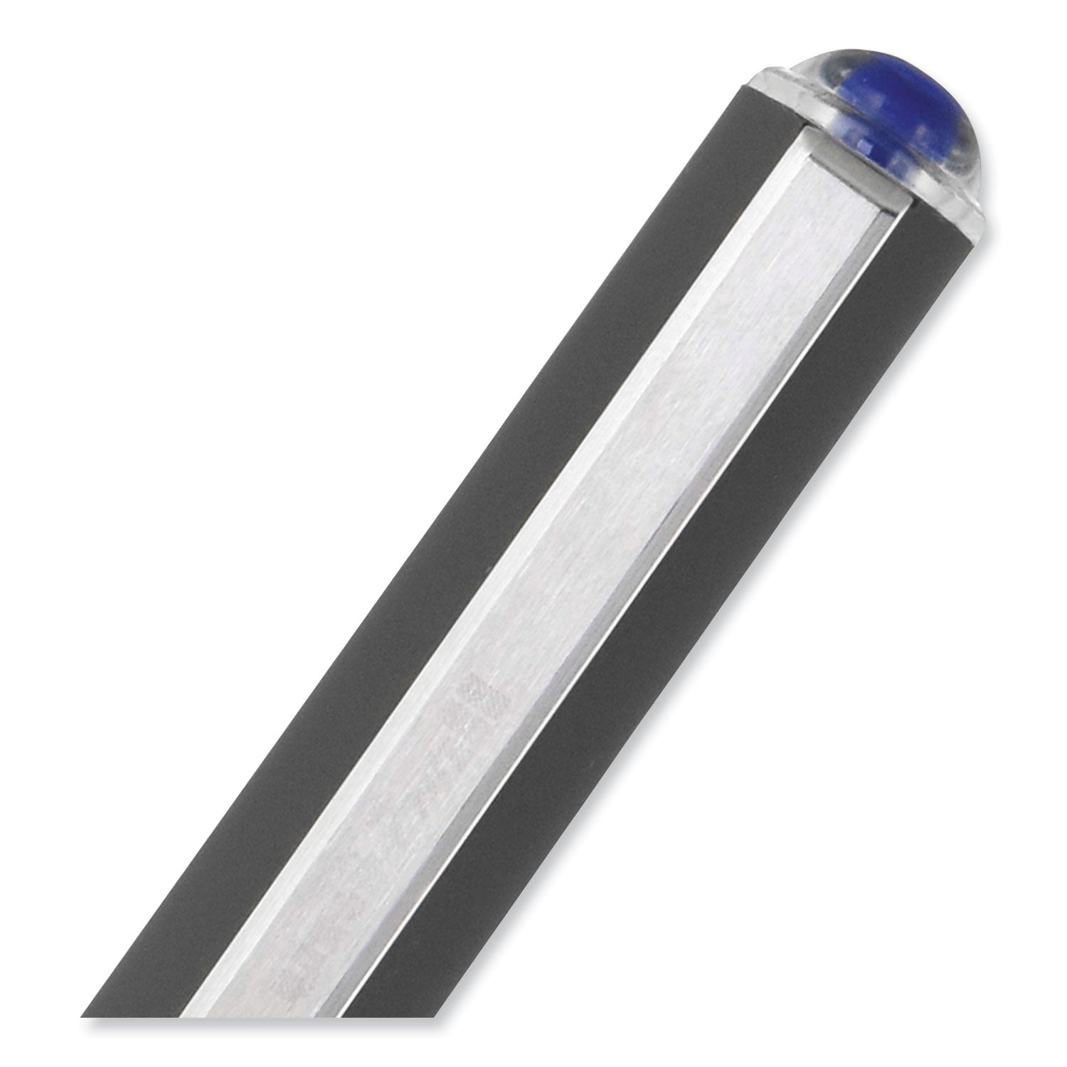 uni-ball VISION Roller Ball Pen, Stick, Bold 1 mm, Blue Ink, Black/Blue/Clear Barrel, Dozen (70129)