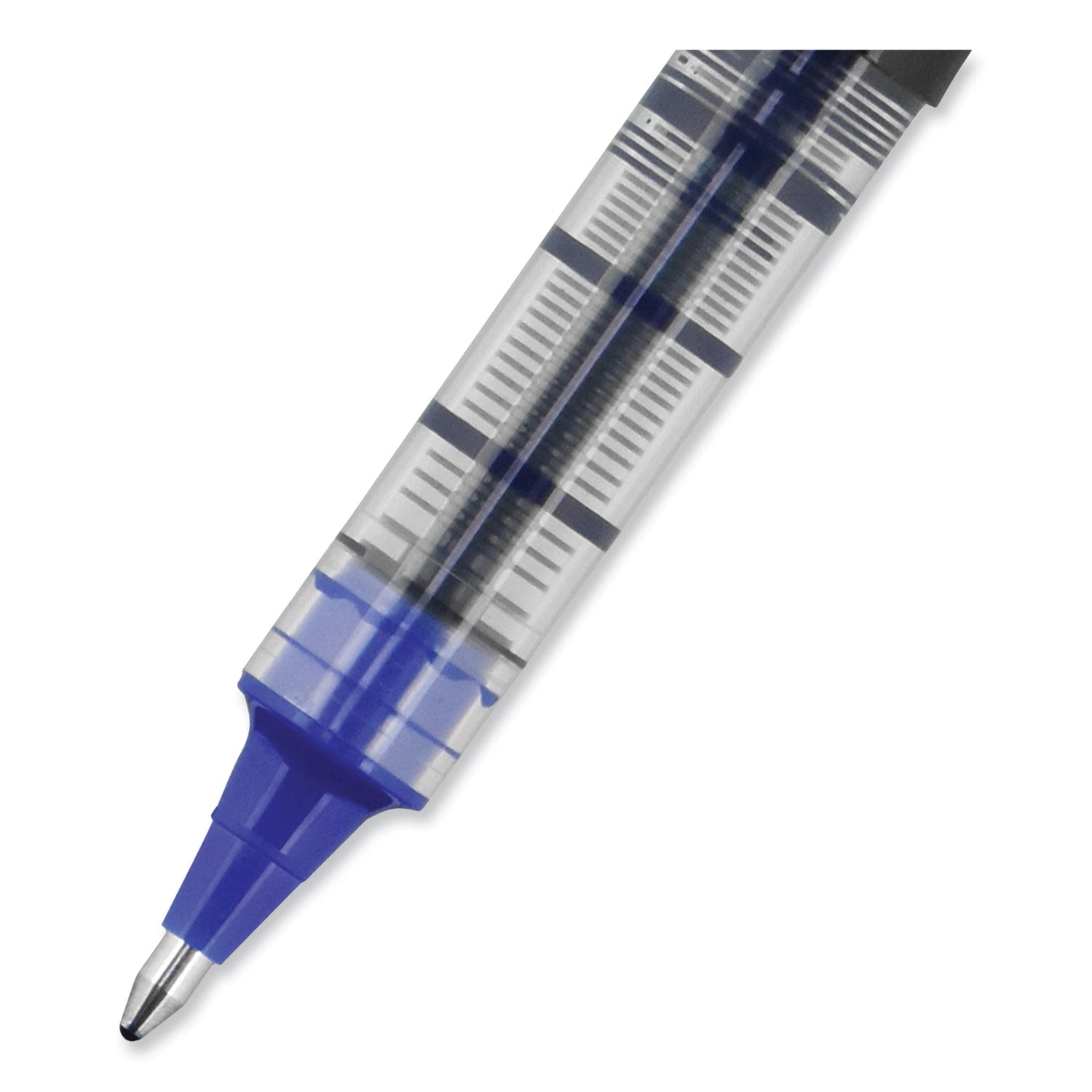 uni-ball VISION Roller Ball Pen, Stick, Bold 1 mm, Blue Ink, Black/Blue/Clear Barrel, Dozen (70129)