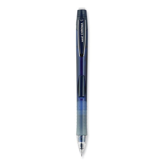 uni-ball Chroma Mechanical Pencil, 0.7 mm, HB (#2), Black Lead, Cobalt Barrel, Dozen (70134)