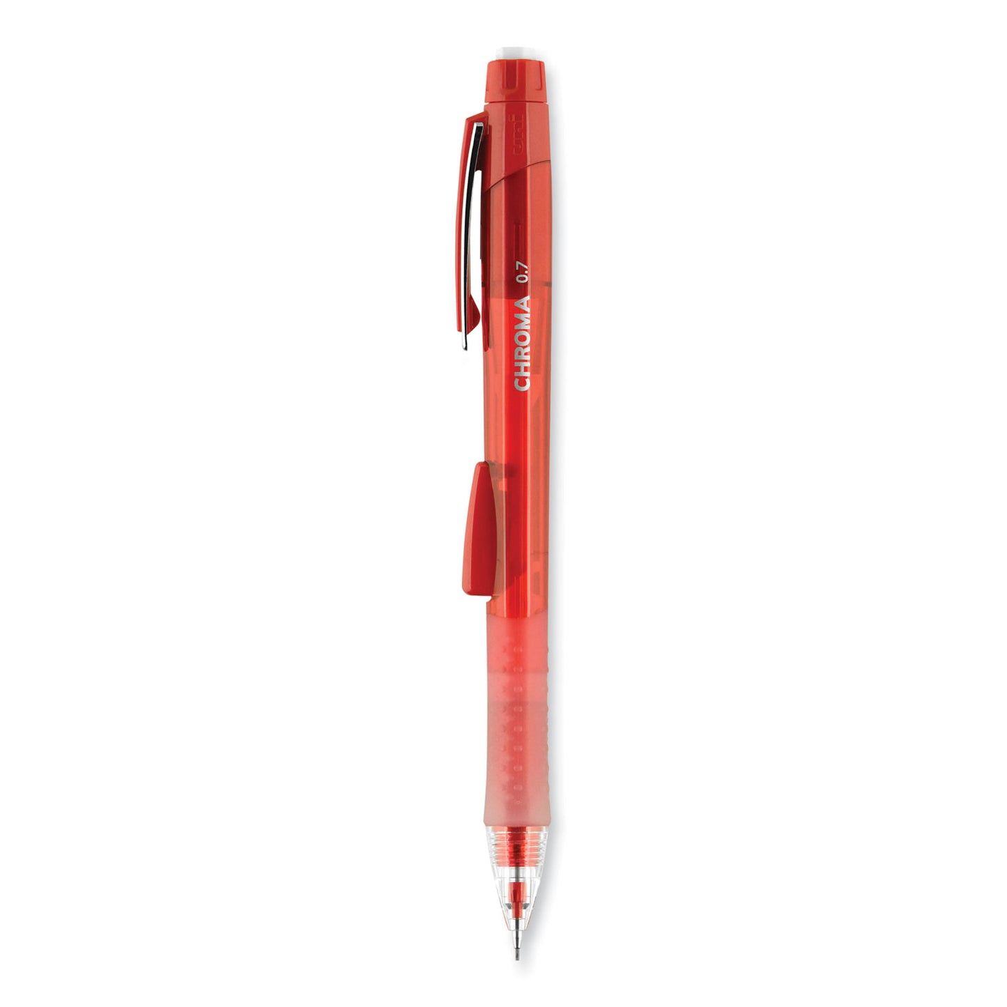 uni-ball Chroma Mechanical Pencil, 0.7 mm, HB (#2), Black Lead, Red Barrel, Dozen (70135)