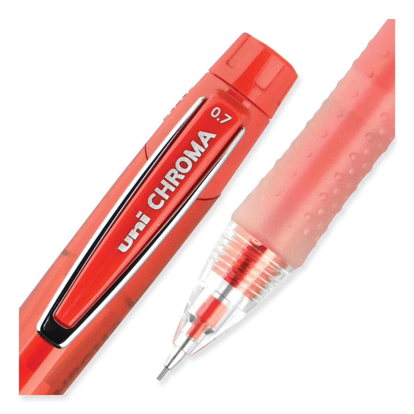 uni-ball Chroma Mechanical Pencil, 0.7 mm, HB (#2), Black Lead, Red Barrel, Dozen (70135)