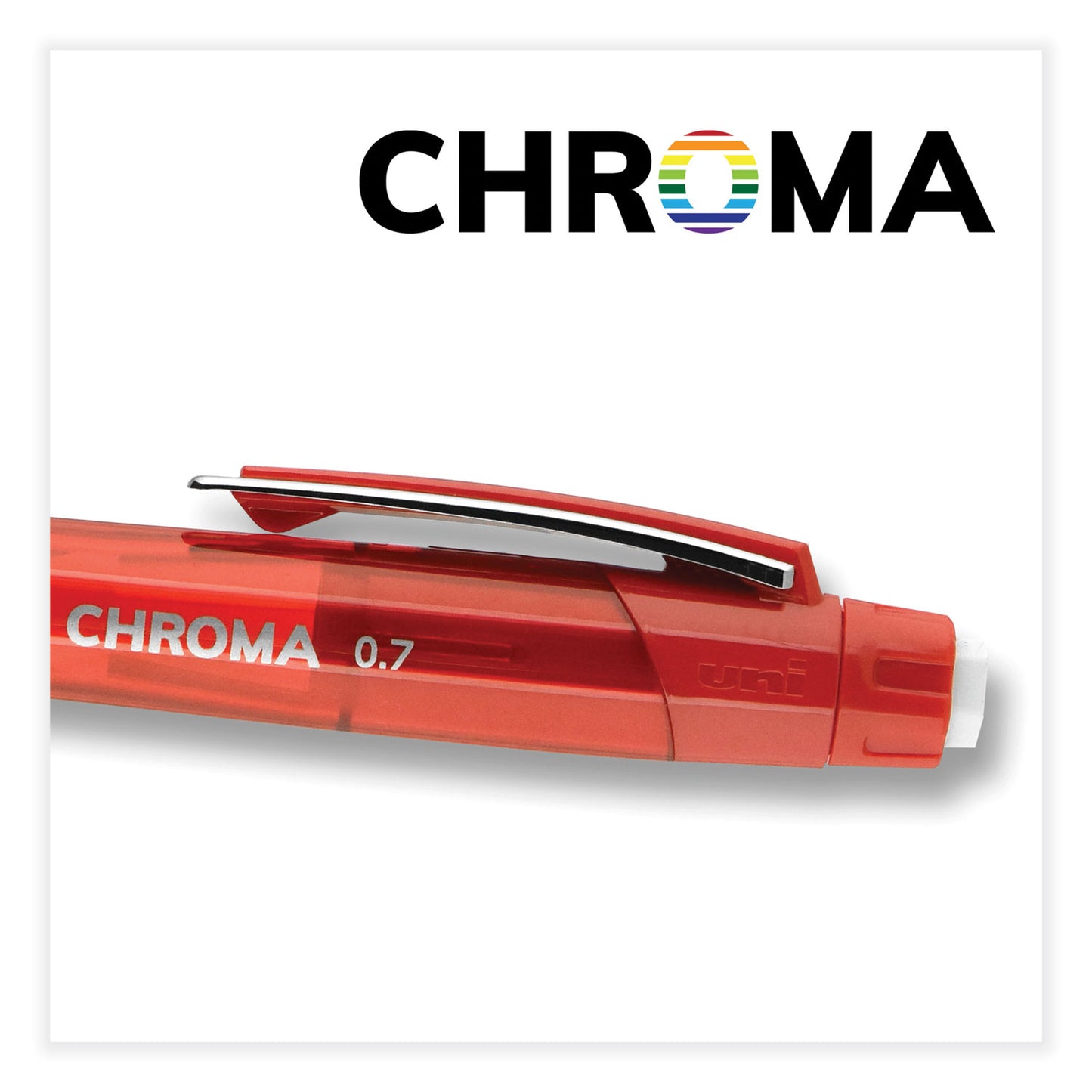 uni-ball Chroma Mechanical Pencil, 0.7 mm, HB (#2), Black Lead, Red Barrel, Dozen (70135)