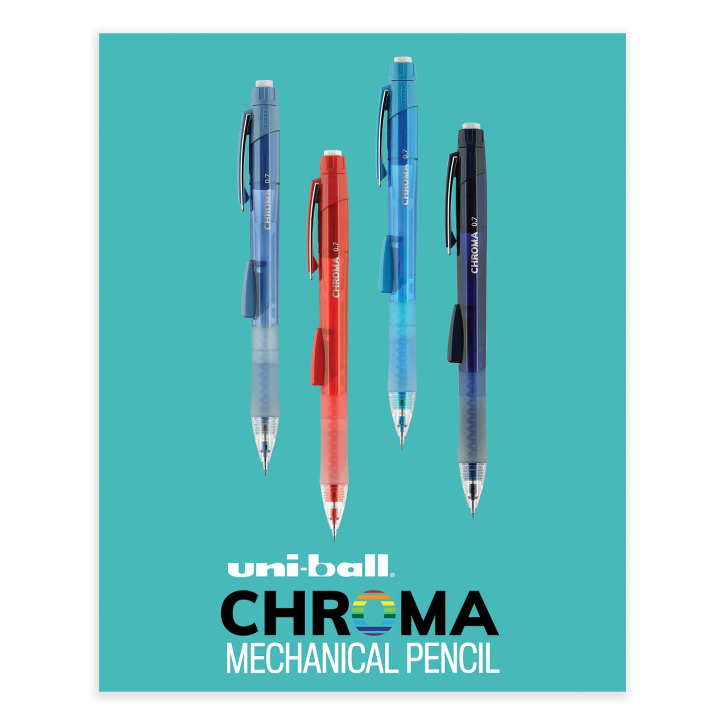 uni-ball Chroma Mechanical Pencil, 0.7 mm, HB (#2), Black Lead, Red Barrel, Dozen (70135)