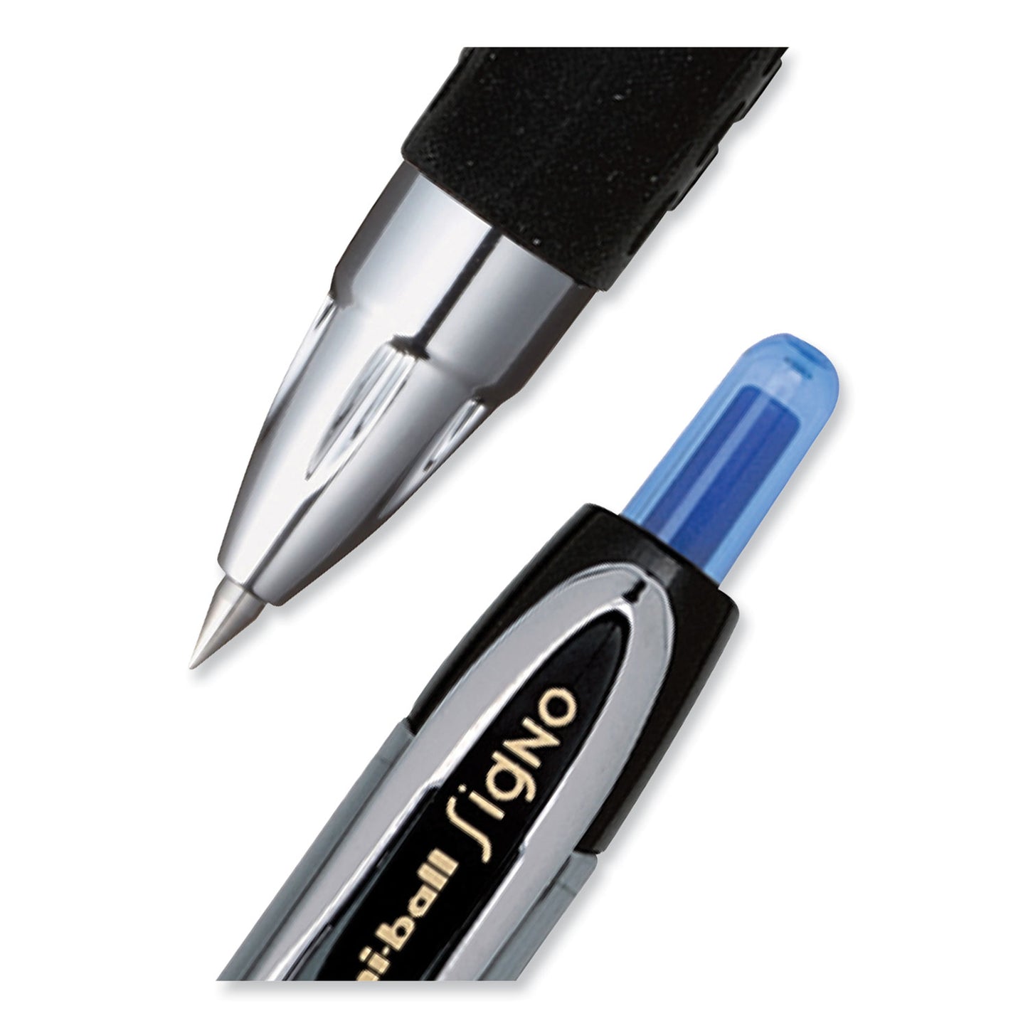 uni-ball 207 Signo Gel Ultra Micro Gel Pen, Retractable, Extra-Fine 0.38 mm, Blue Ink, Clear/Black Barrel (1790923)