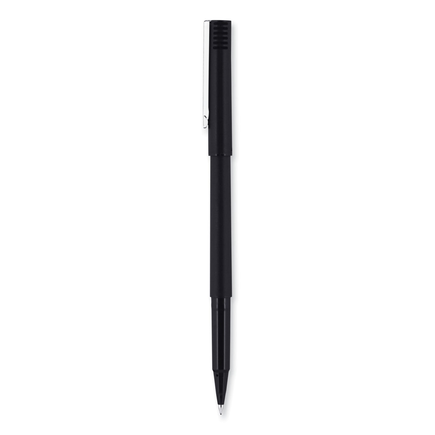 uni-ball Roller Ball Pen, Stick, Extra-Fine 0.5 mm, Black Ink, Black Barrel, 36/Pack (1921065)