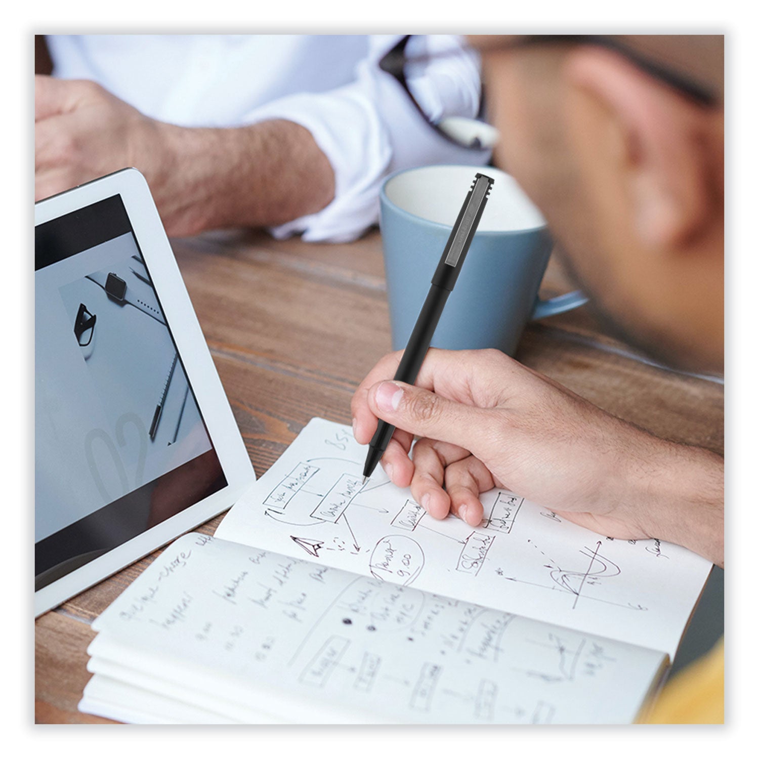 uni-ball Roller Ball Pen, Stick, Extra-Fine 0.5 mm, Black Ink, Black Barrel, 72/Pack (2013565)