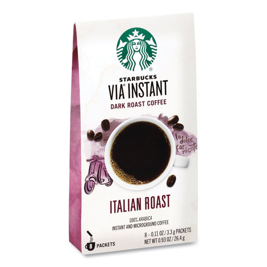 Starbucks VIA Ready Brew Coffee, 0.11 oz, Italian Roast, 8 Packets/Bag, 12 Bags/Carton (12407838CT)