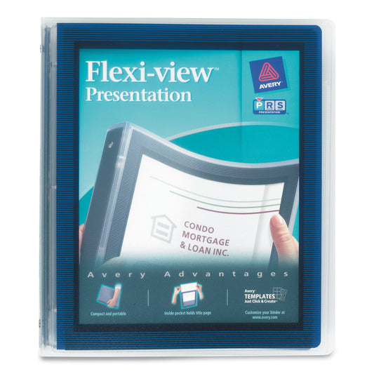 Avery Flexi-View Binder with Round Rings, 3 Rings, 1" Capacity, 11 x 8.5, Navy Blue (17685)