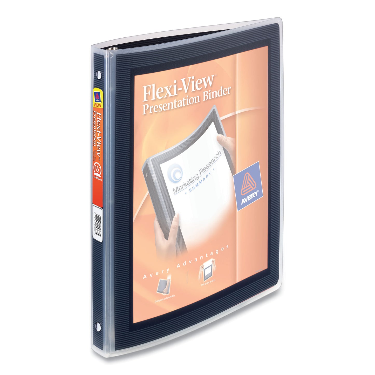 Avery Flexi-View Binder with Round Rings, 3 Rings, 0.5" Capacity, 11 x 8.5, Black (15767)