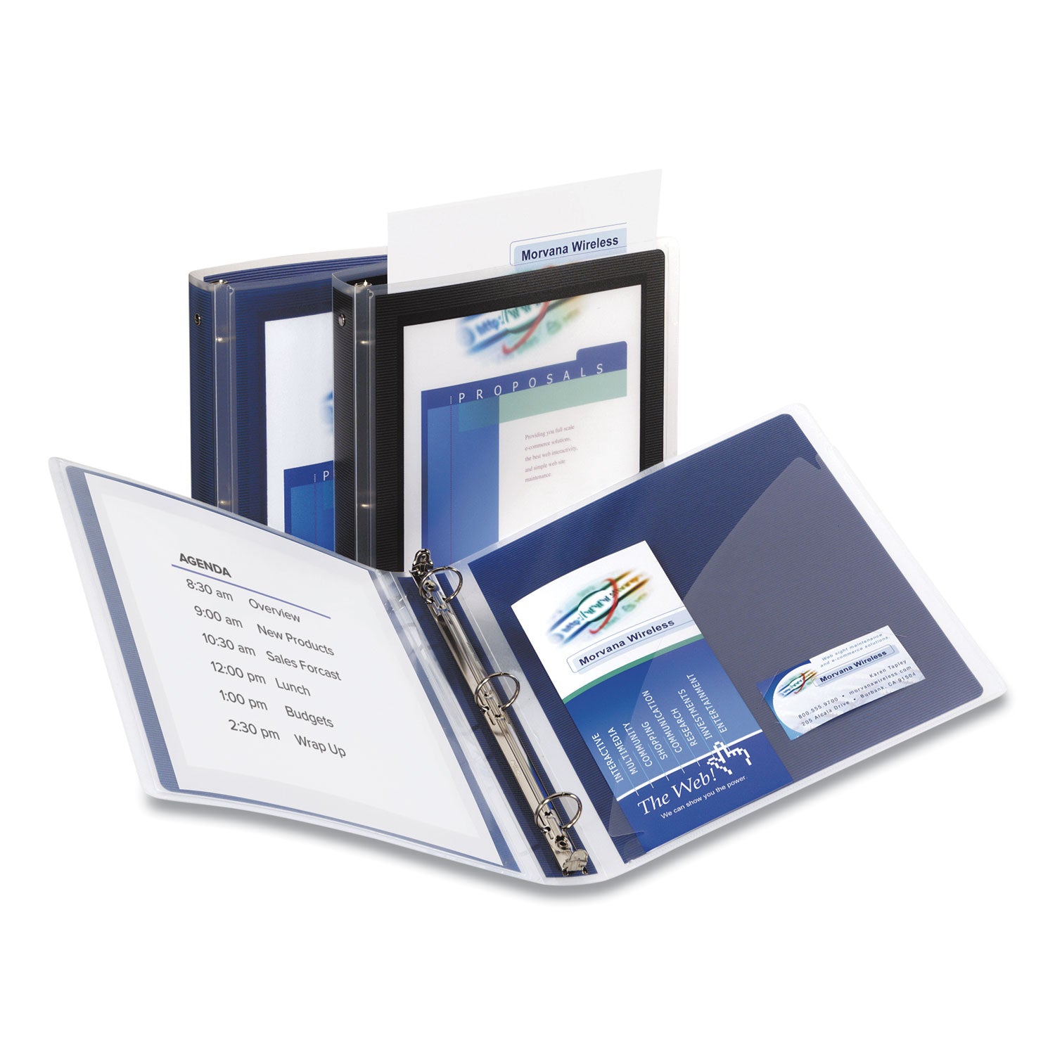 Avery Flexi-View Binder with Round Rings, 3 Rings, 1" Capacity, 11 x 8.5, Navy Blue (17685)