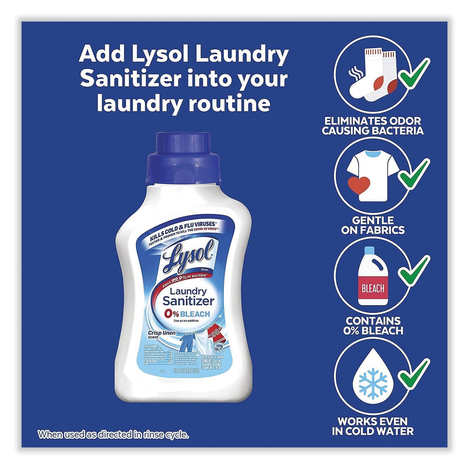 LYSOL Brand Laundry Sanitizer, Liquid, Crisp Linen, 41 oz (95871EA)