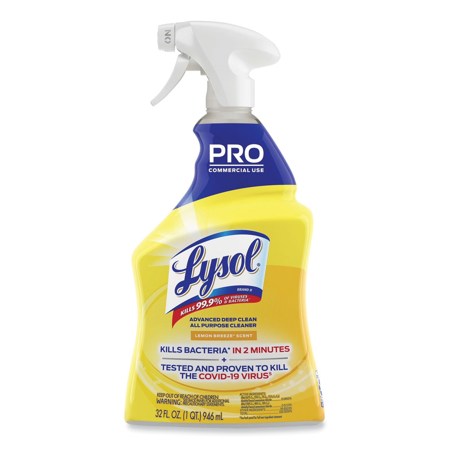 Lysol Advanced Deep Clean All Purpose Cleaner, Lemon Breeze, 32 oz Trigger Spray Bottle (00351EA)