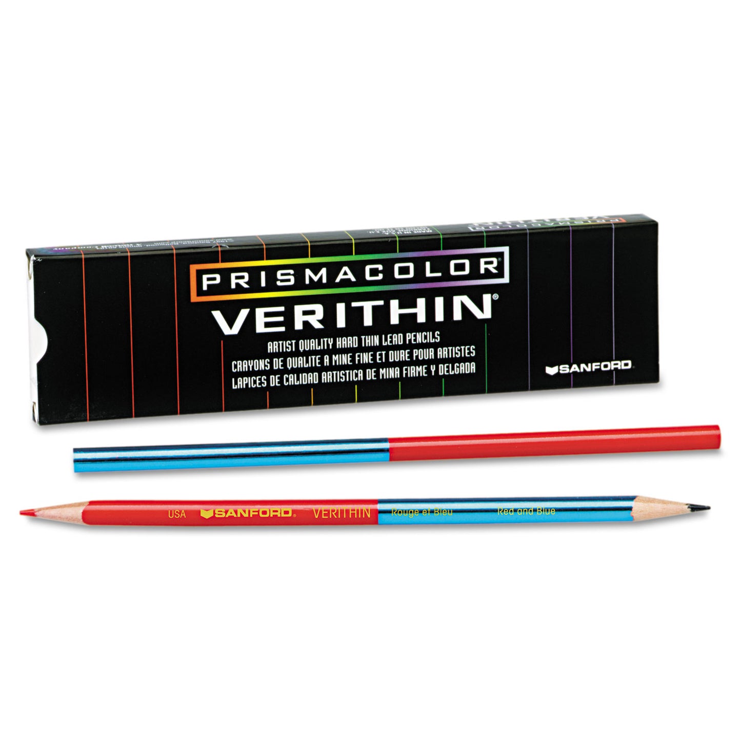 Prismacolor Verithin Dual-Ended Two-Color Pencils, 2 mm, Blue/Red Lead, Blue/Red Barrel, Dozen (02456)