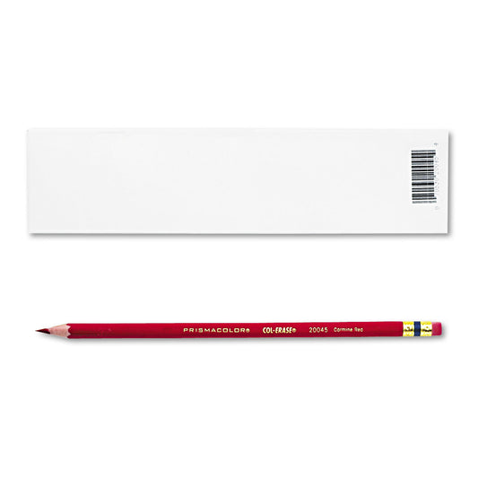 Prismacolor Col-Erase Pencil with Eraser, 0.7 mm, 2B, Carmine Red Lead, Carmine Red Barrel, Dozen (20045)