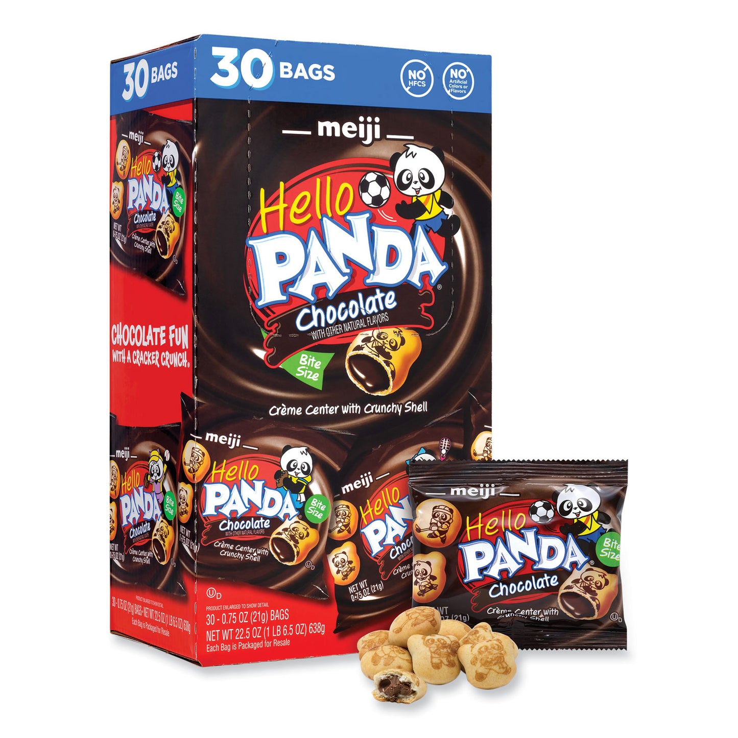 Meiji Hello Panda Chocolate Creme Filled Cookies, 0.75 oz Bag, 30 Bags/Carton (22002038)