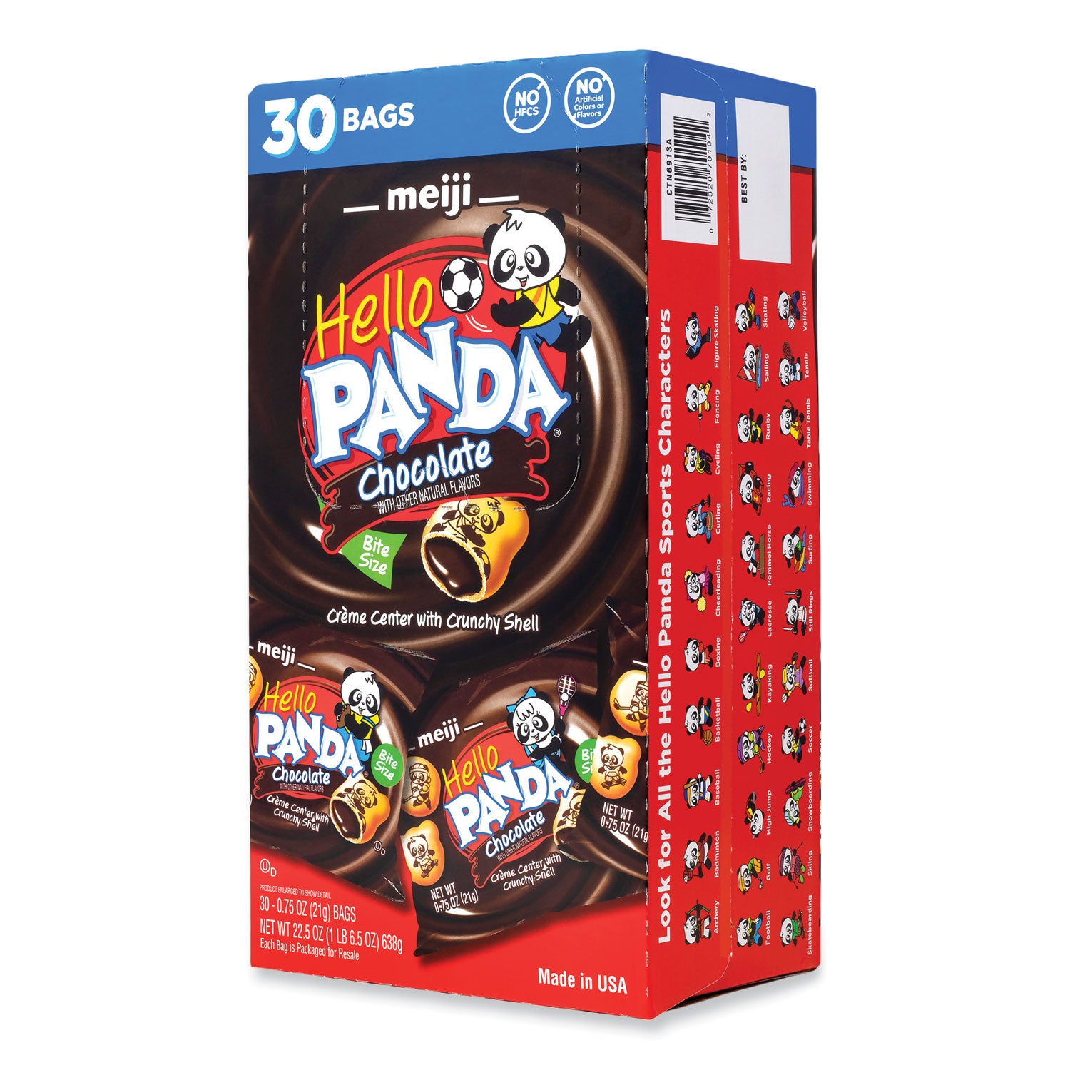 Meiji Hello Panda Chocolate Creme Filled Cookies, 0.75 oz Bag, 30 Bags/Carton (22002038)