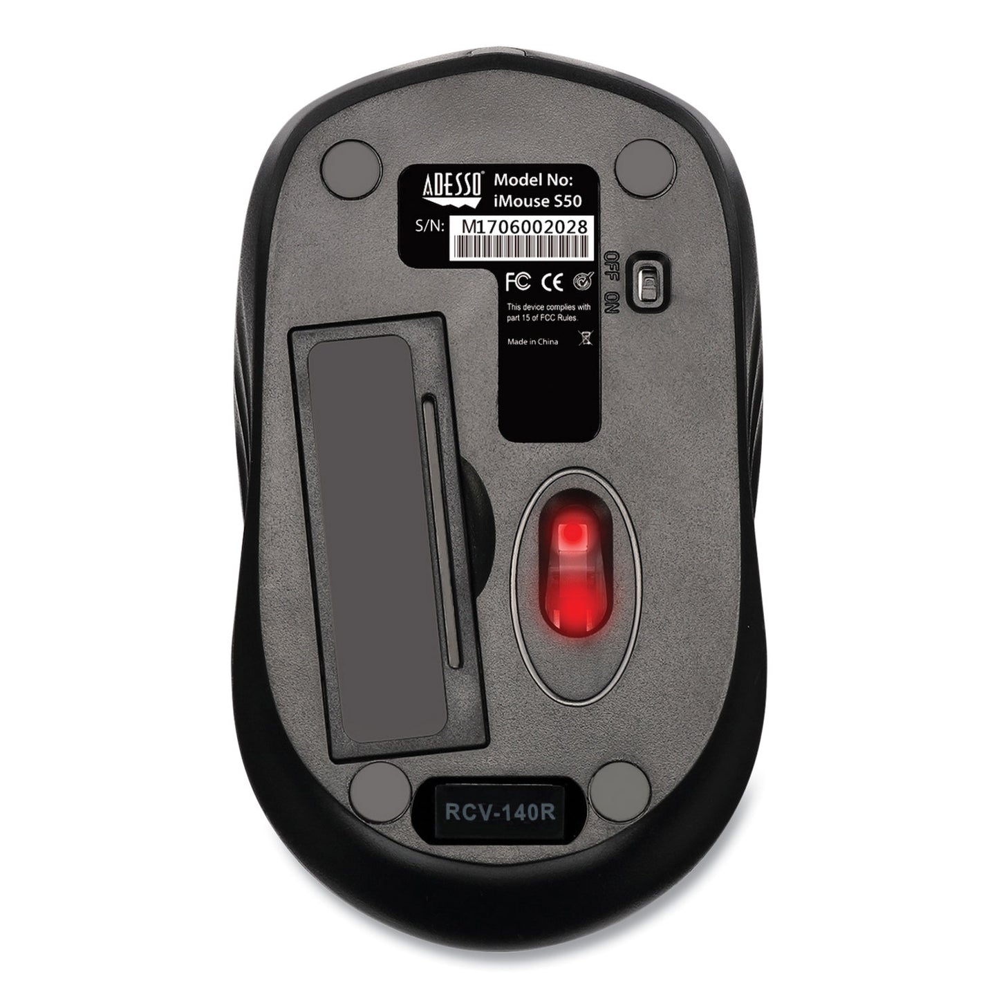 Adesso iMouse S50 Wireless Mini Mouse, 2.4 GHz Frequency/33 ft Wireless Range, Left/Right Hand Use, Black (IMOUSES50B)