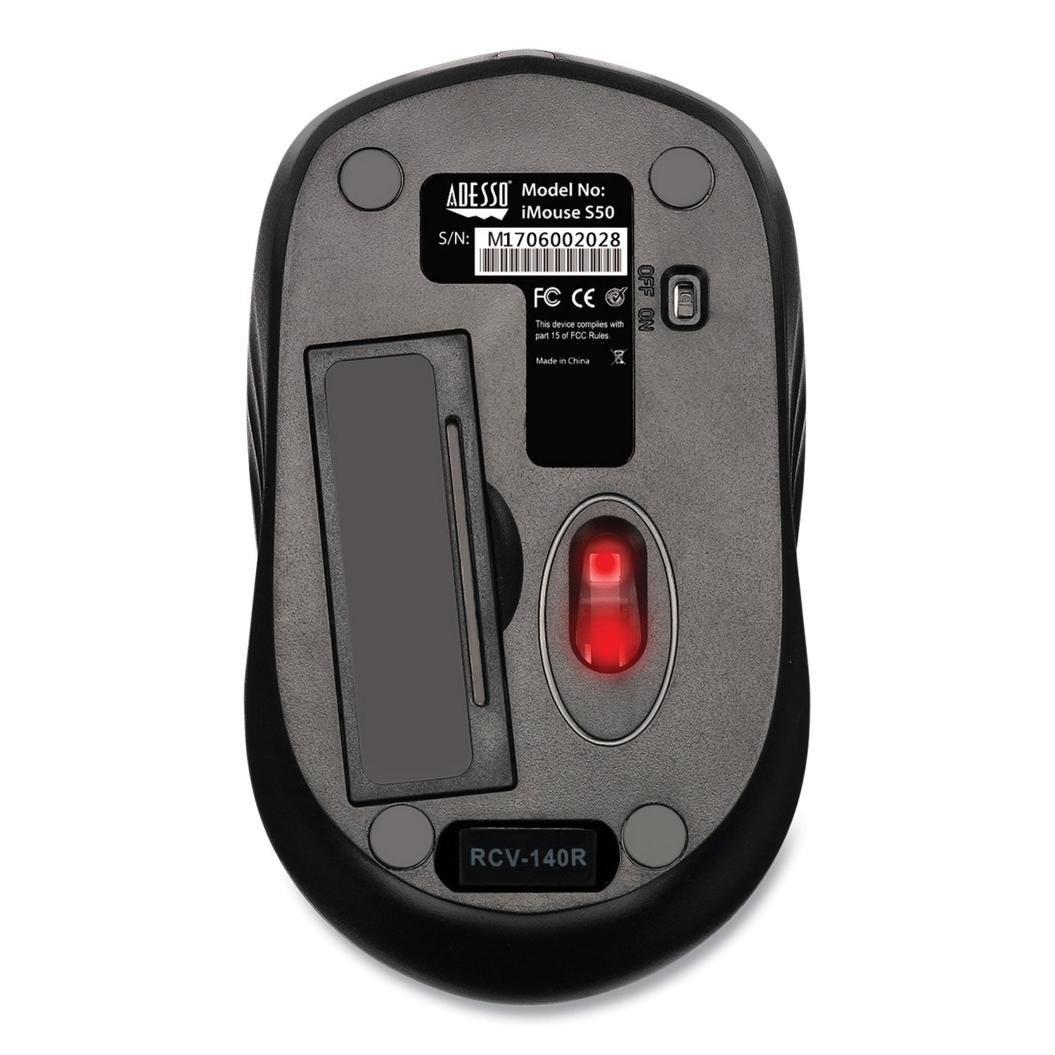 Adesso iMouse S50 Wireless Mini Mouse, 2.4 GHz Frequency/33 ft Wireless Range, Left/Right Hand Use, Black (IMOUSES50B)