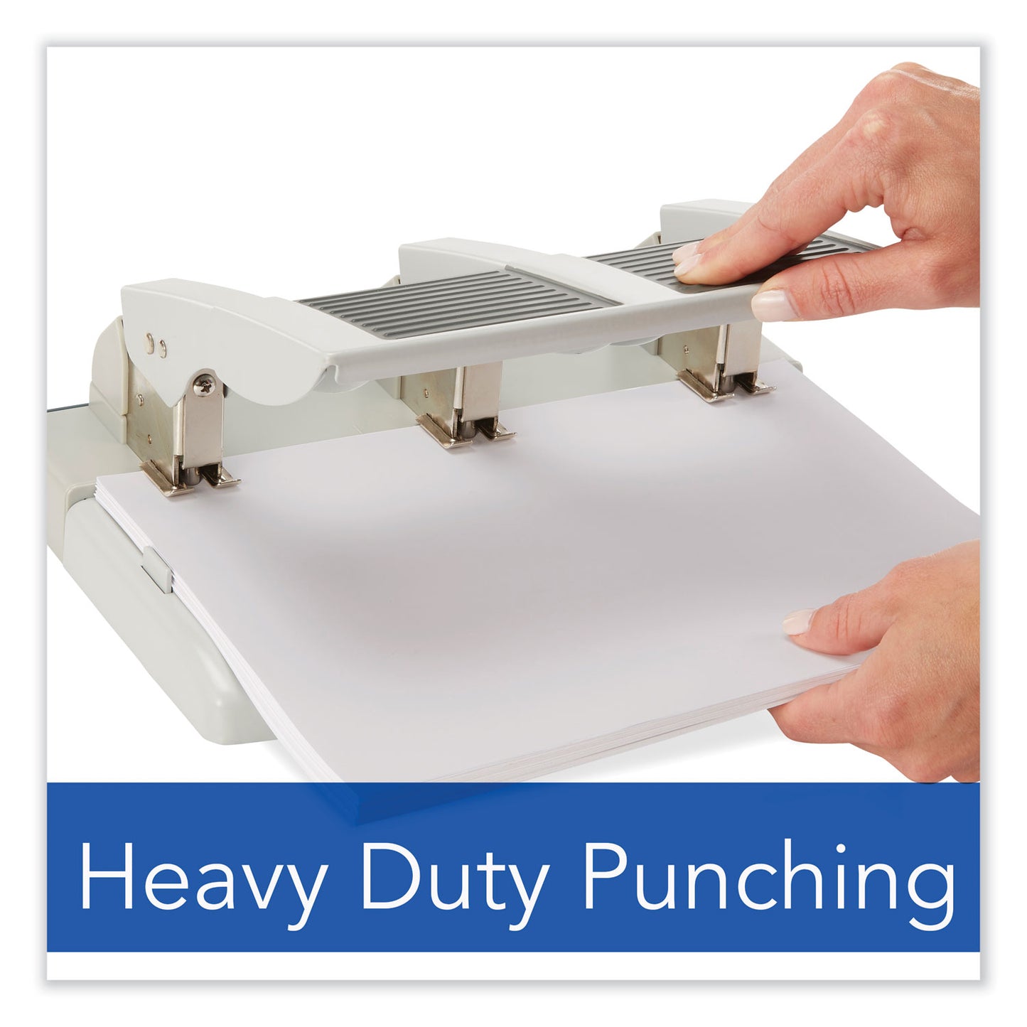 Swingline 75-Sheet Heavy-Duty High-Capacity Three-Hole Adjustable Punch, 9/32" Holes, Putty/Gray (74550)