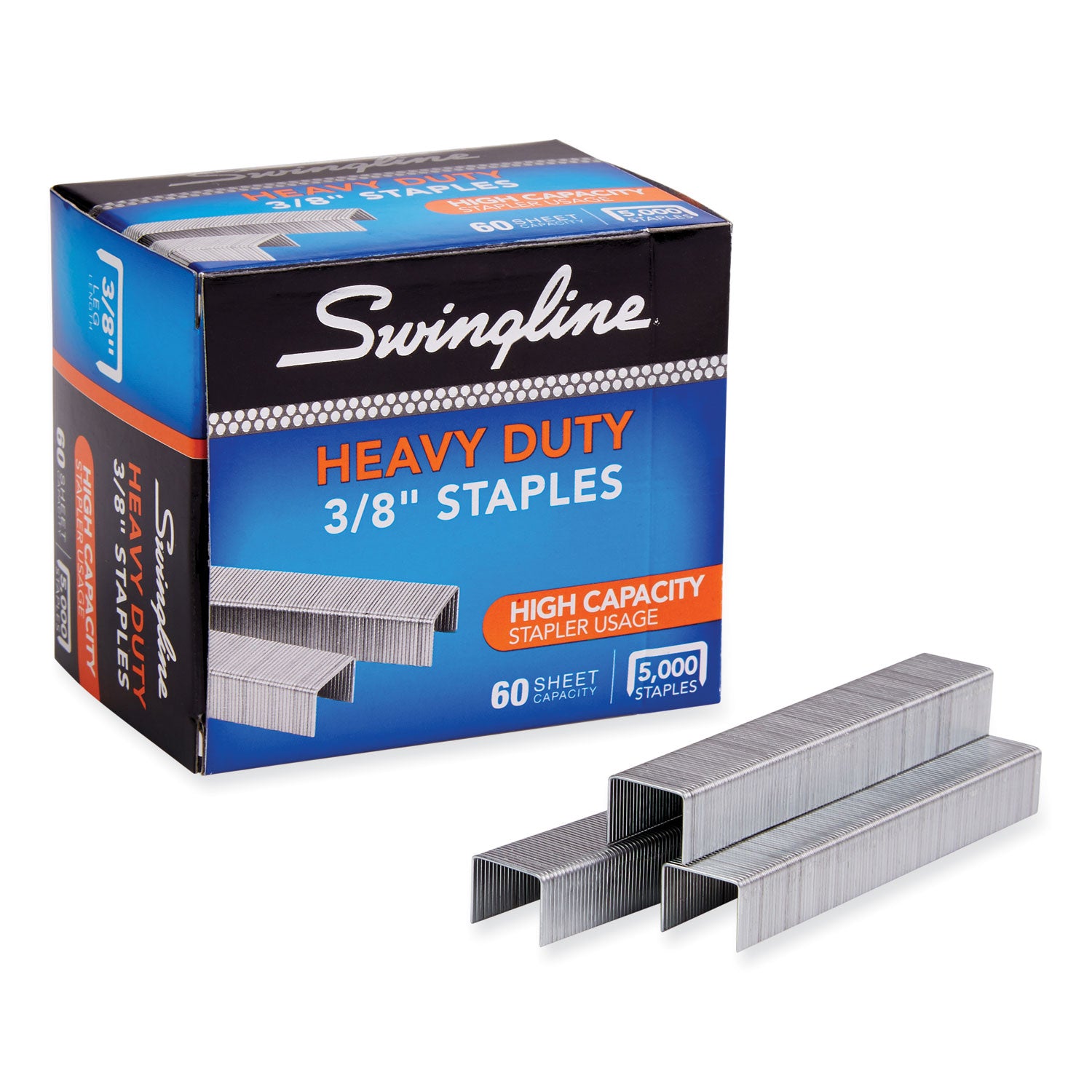 Swingline S.F. 39 Heavy-Duty Staples, 0.38" Leg, 0.5" Crown, Steel, 5,000/Box (79398)