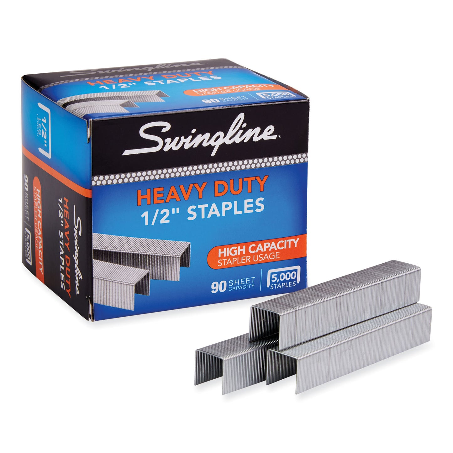 Swingline S.F. 39 Heavy-Duty Staples, 0.5" Leg, 0.5" Crown, Steel, 5,000/Box (79392)