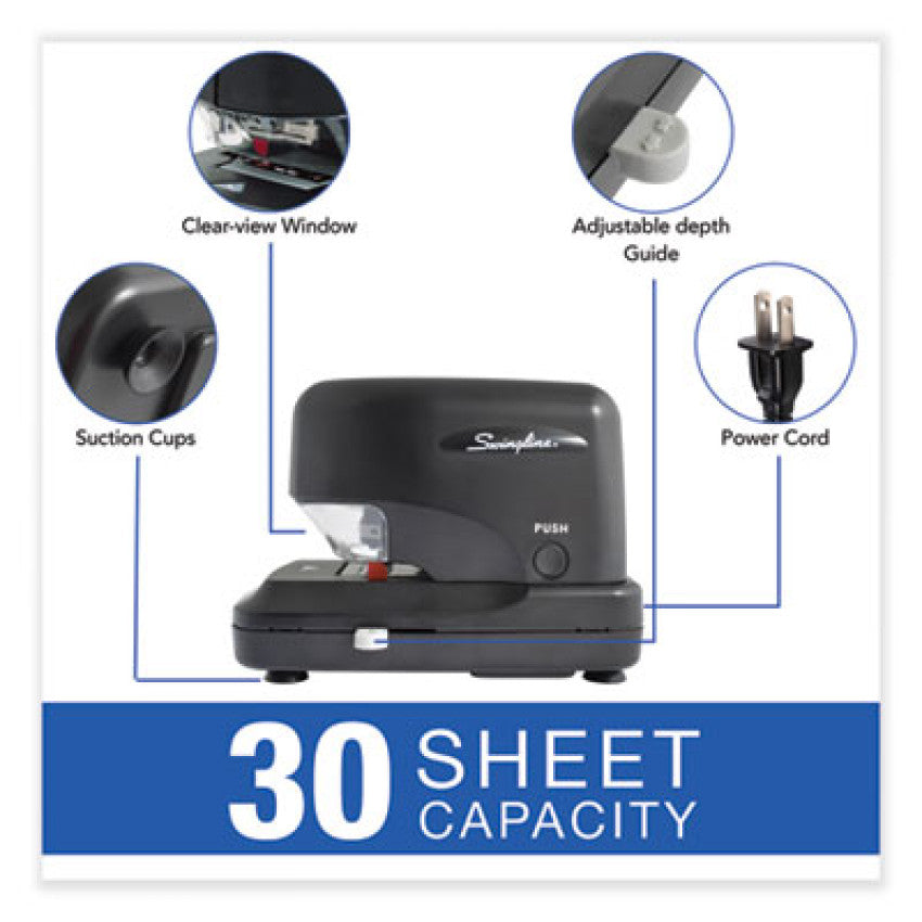 High-Volume Electric Stapler, 30-Sheet Capacity, Black